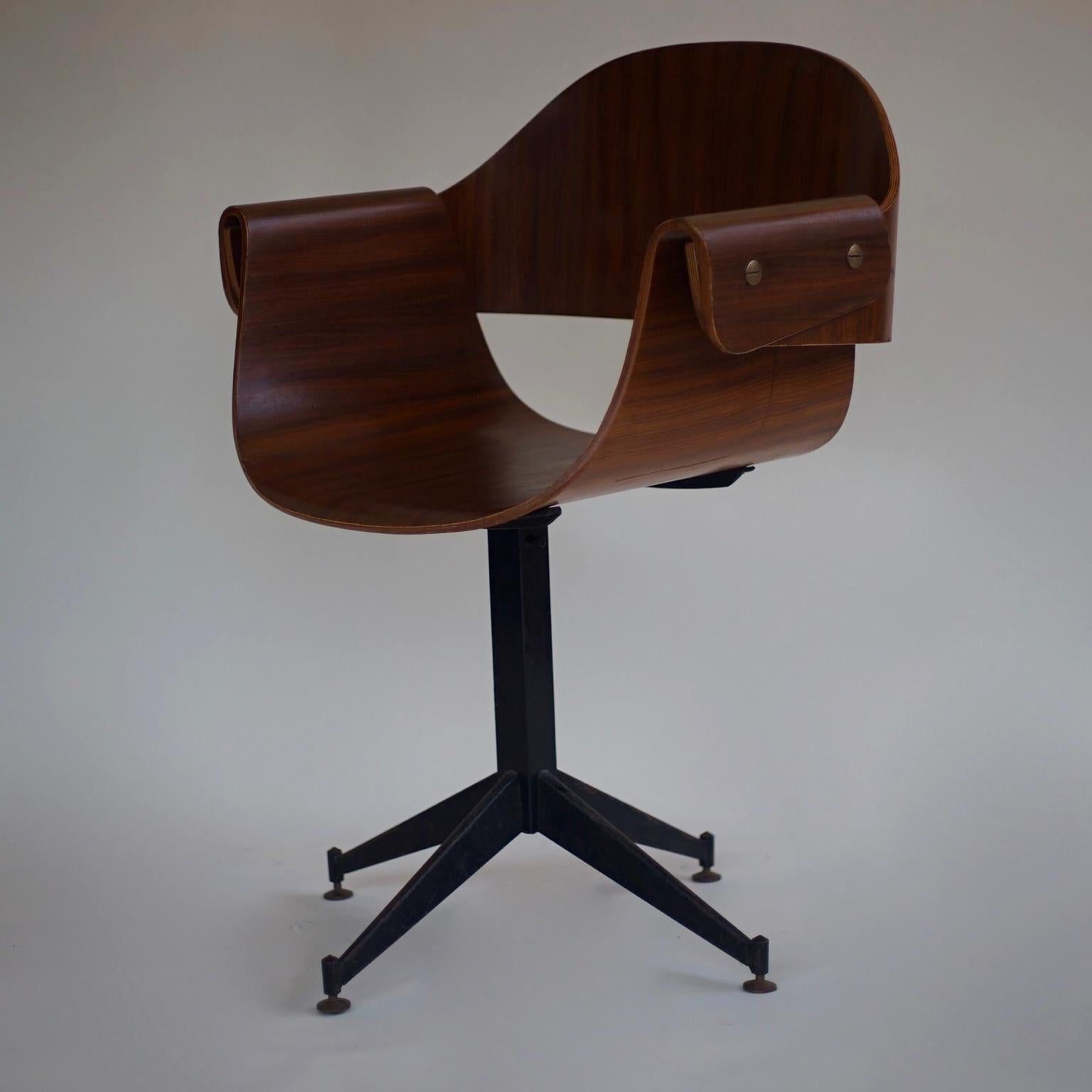 Italian 1950s Bent Ply Desk Chair by Carlo Ratti, Italy