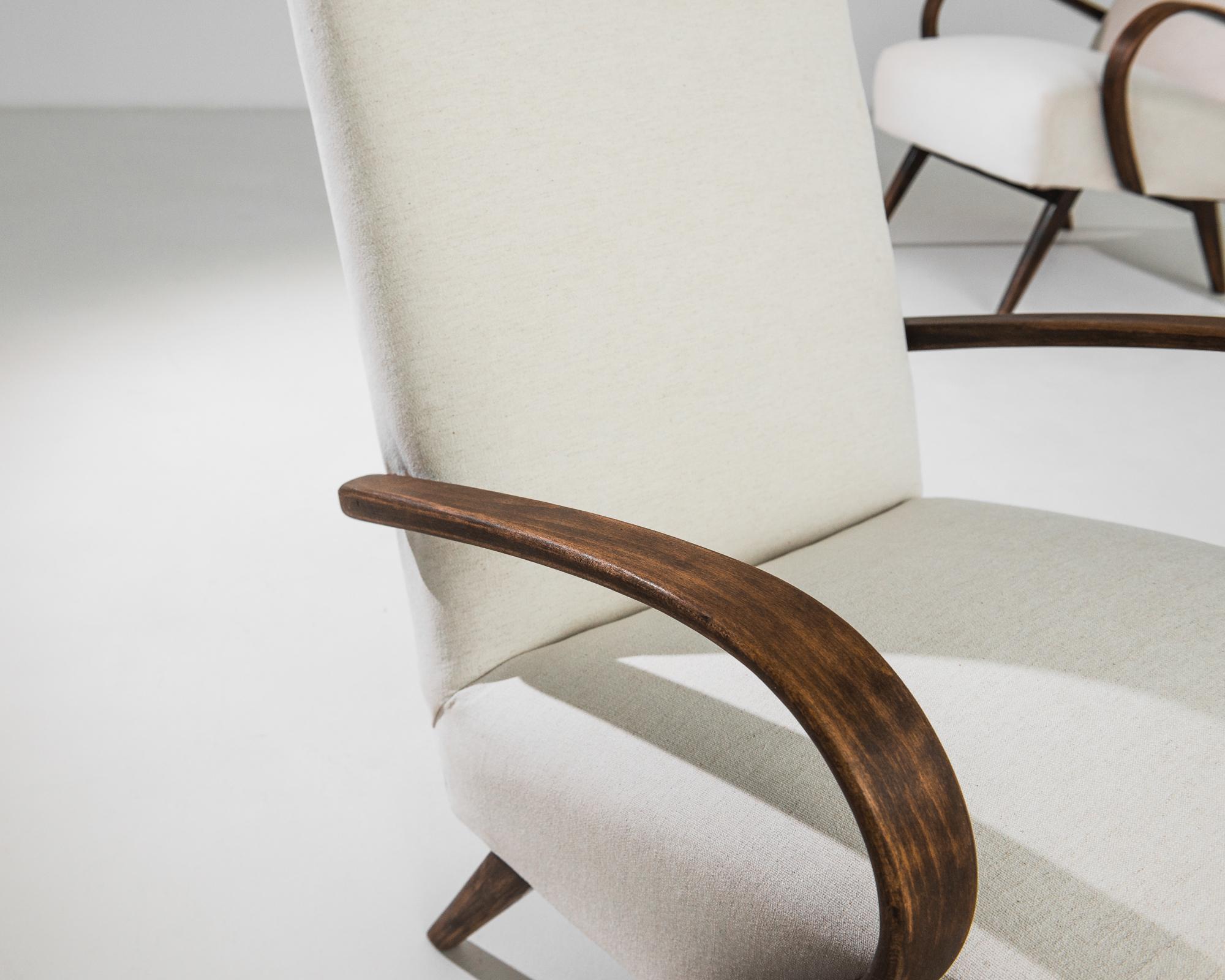 Czech 1950s Bentwood Armchairs by Jindrich Halabala, a Pair