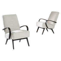 Vintage 1950s Bentwood Armchairs by Jindrich Halabala, a Pair