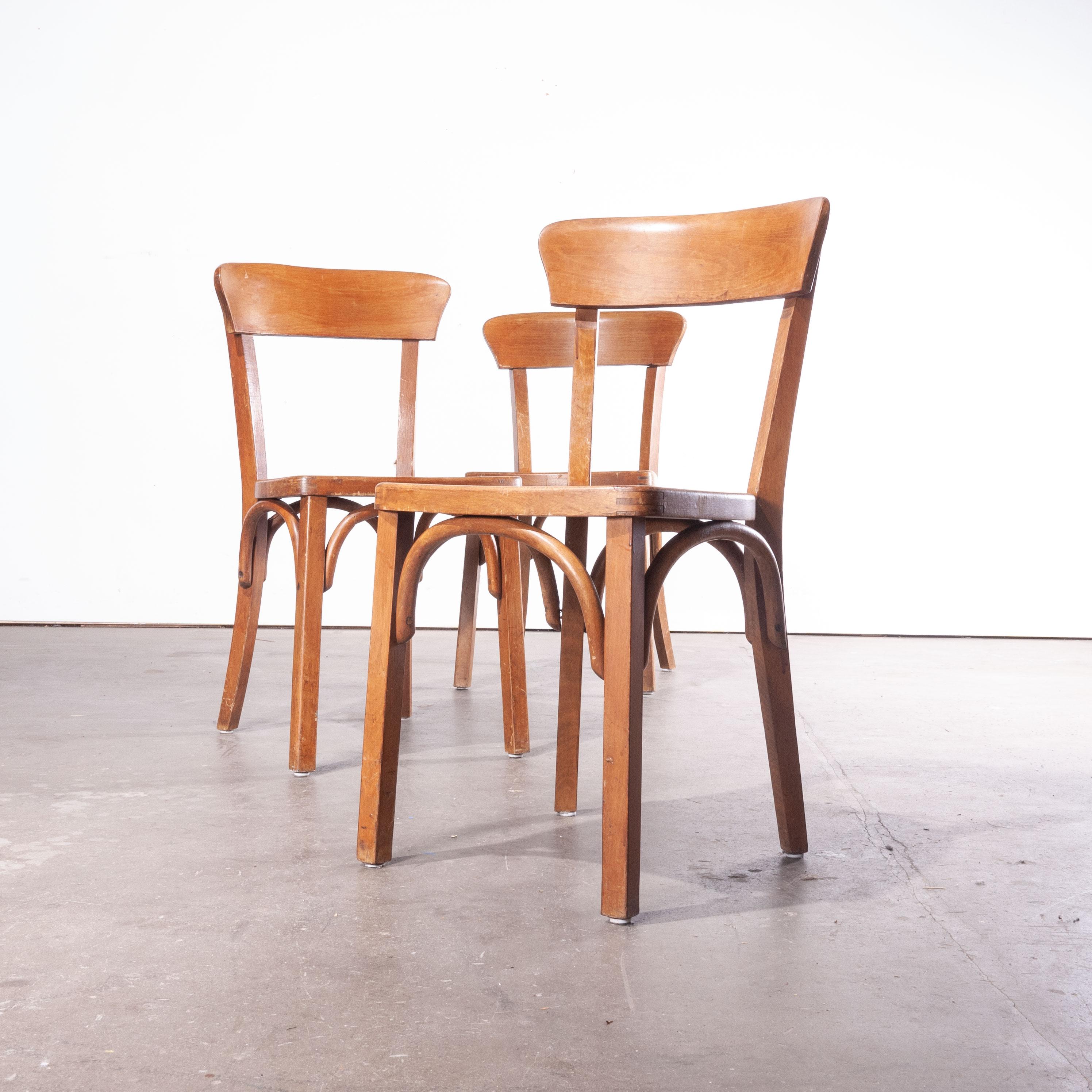 1950s Bentwood Bistro Dining Chairs, Set of Three In Good Condition In Hook, Hampshire