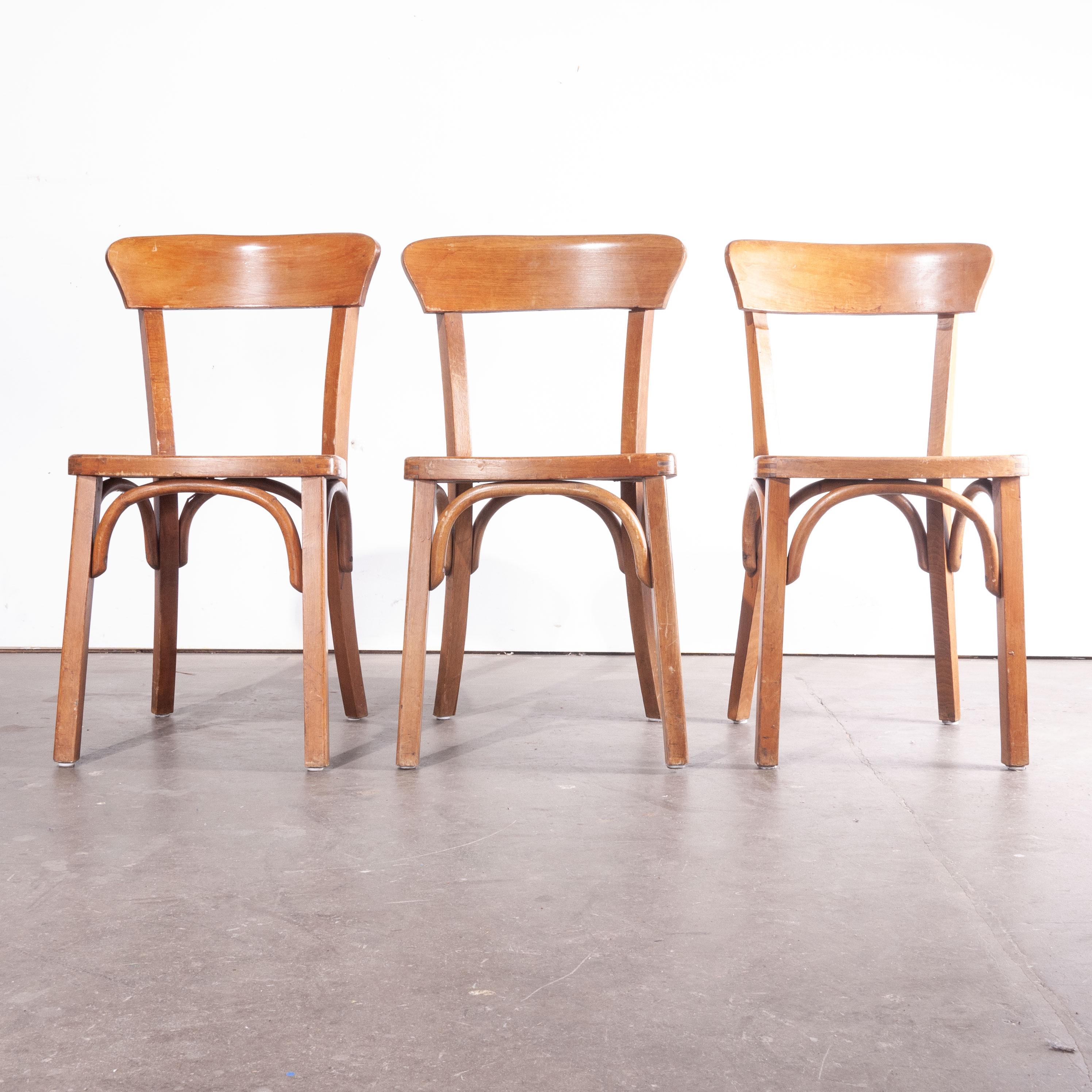 1950s Bentwood Bistro Dining Chairs, Set of Three 3