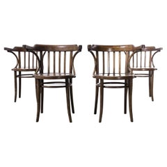 1950's Bentwood Dark Walnut Arm Chairs by Ton, Set of Four