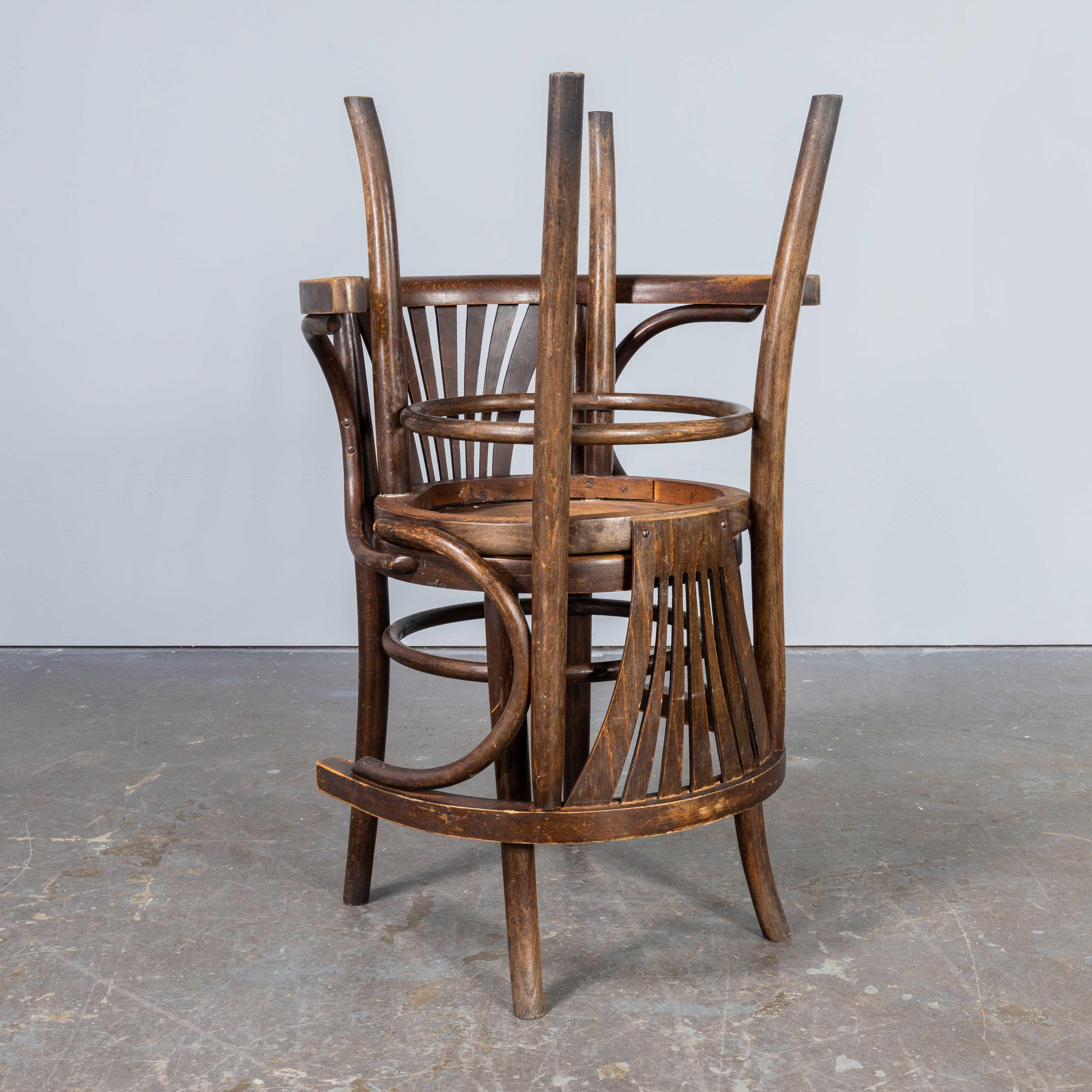 Hungarian 1950's Bentwood Debrecen Dining Arm Chairs - Pair