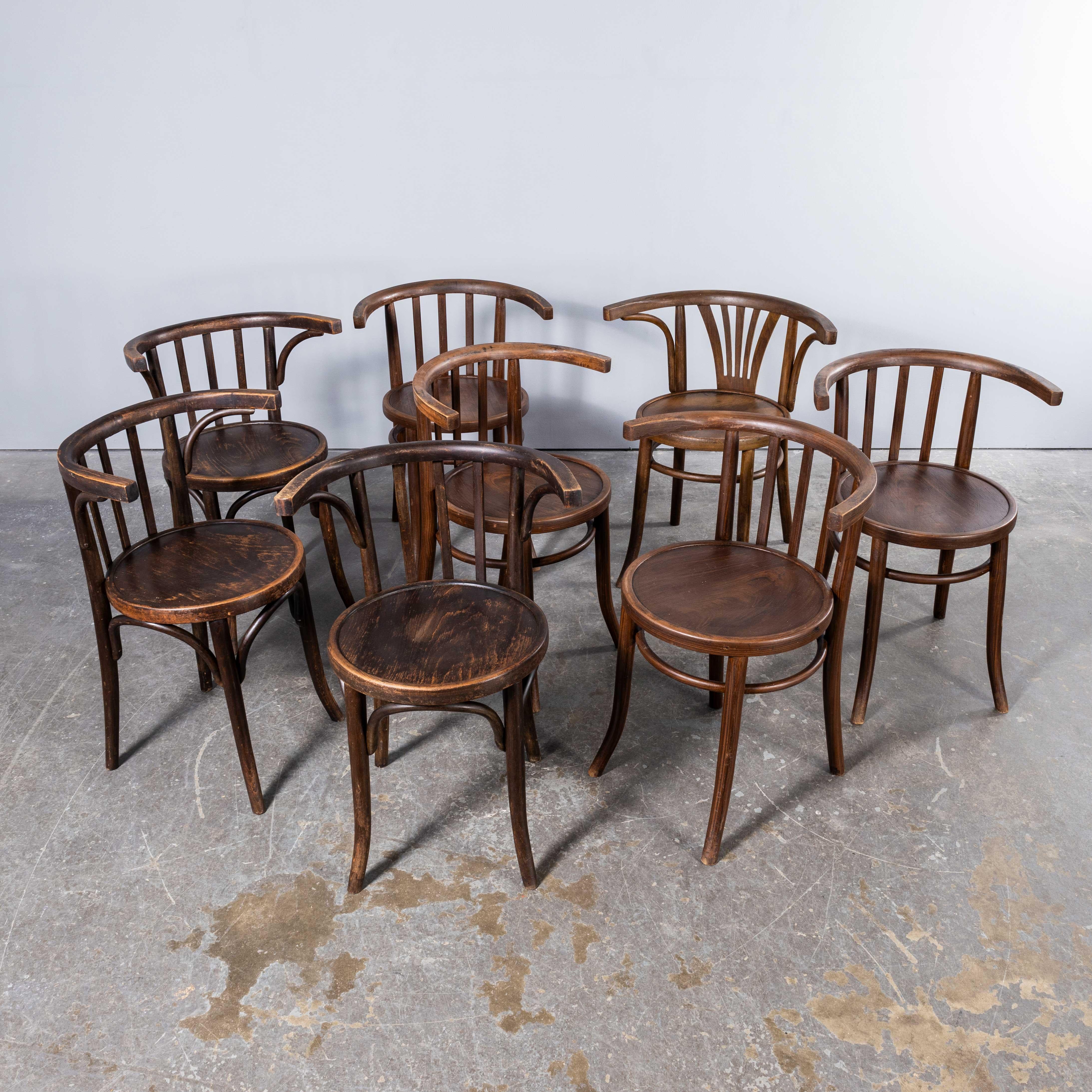 European 1950's Bentwood Debrecen Dining Arm Chairs - Set Of Eight. For Sale