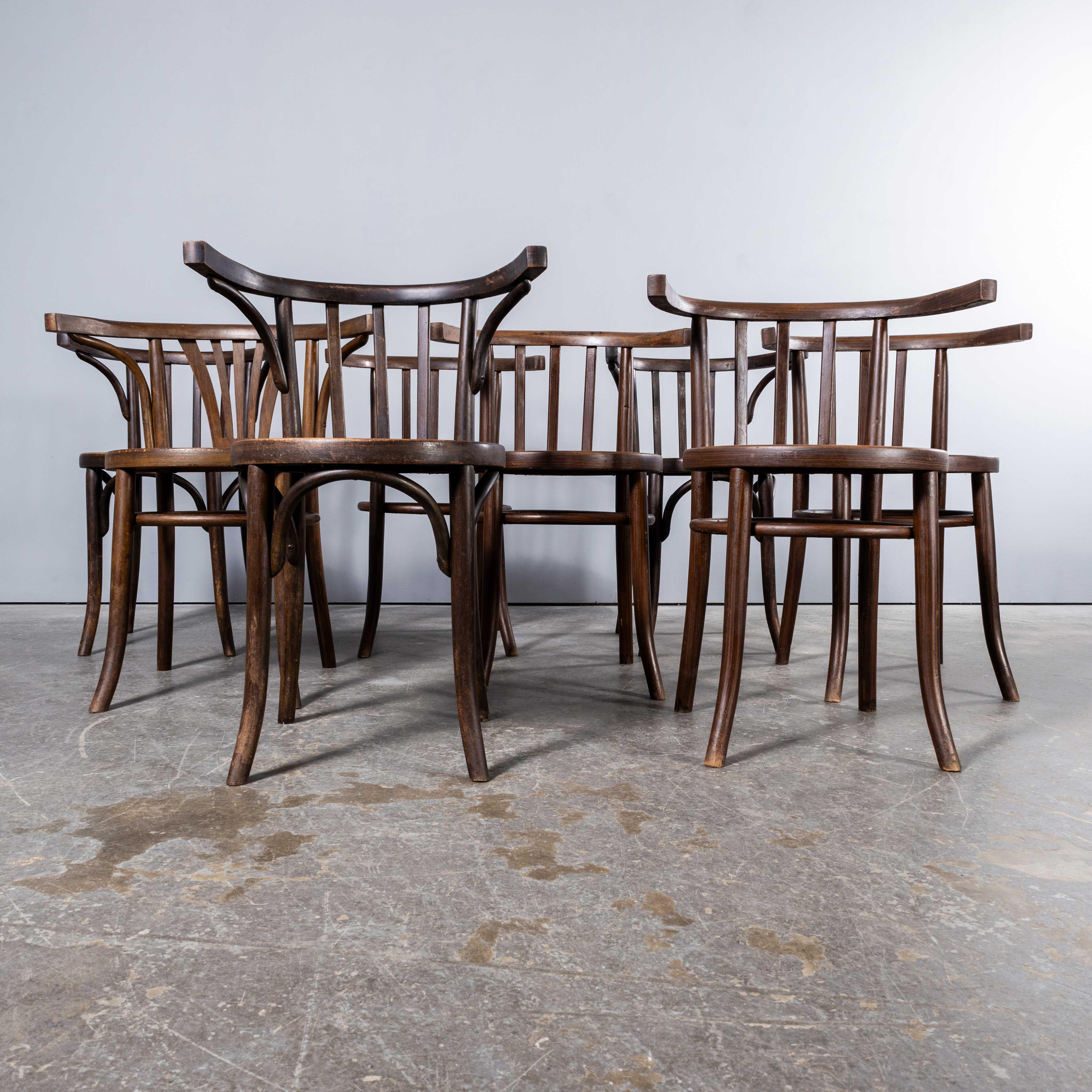 1950's Bentwood Debrecen Dining Arm Chairs - Set Of Eight. In Good Condition For Sale In Hook, Hampshire