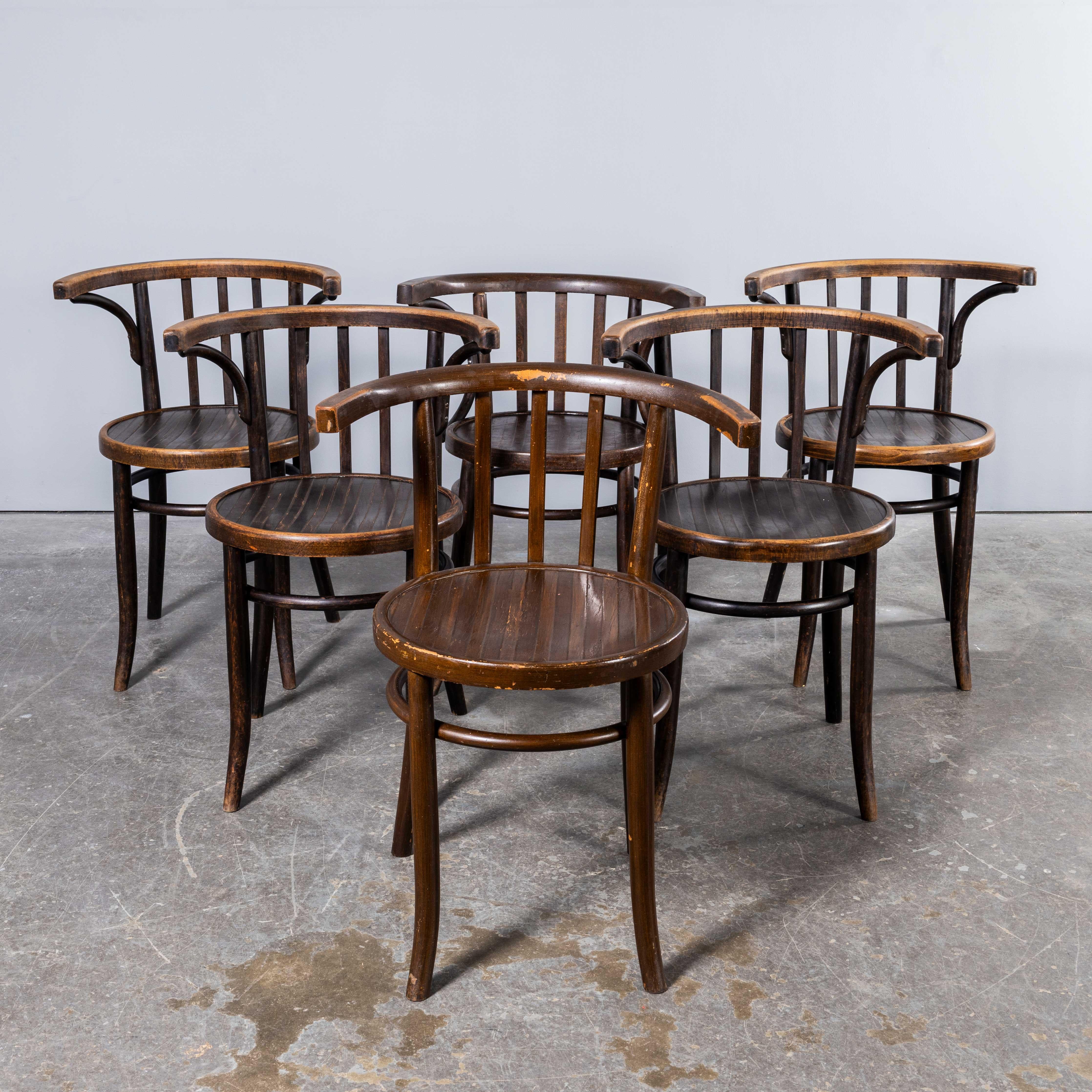 European 1950's Bentwood Debrecen Dining Arm Chairs - Set Of Six For Sale