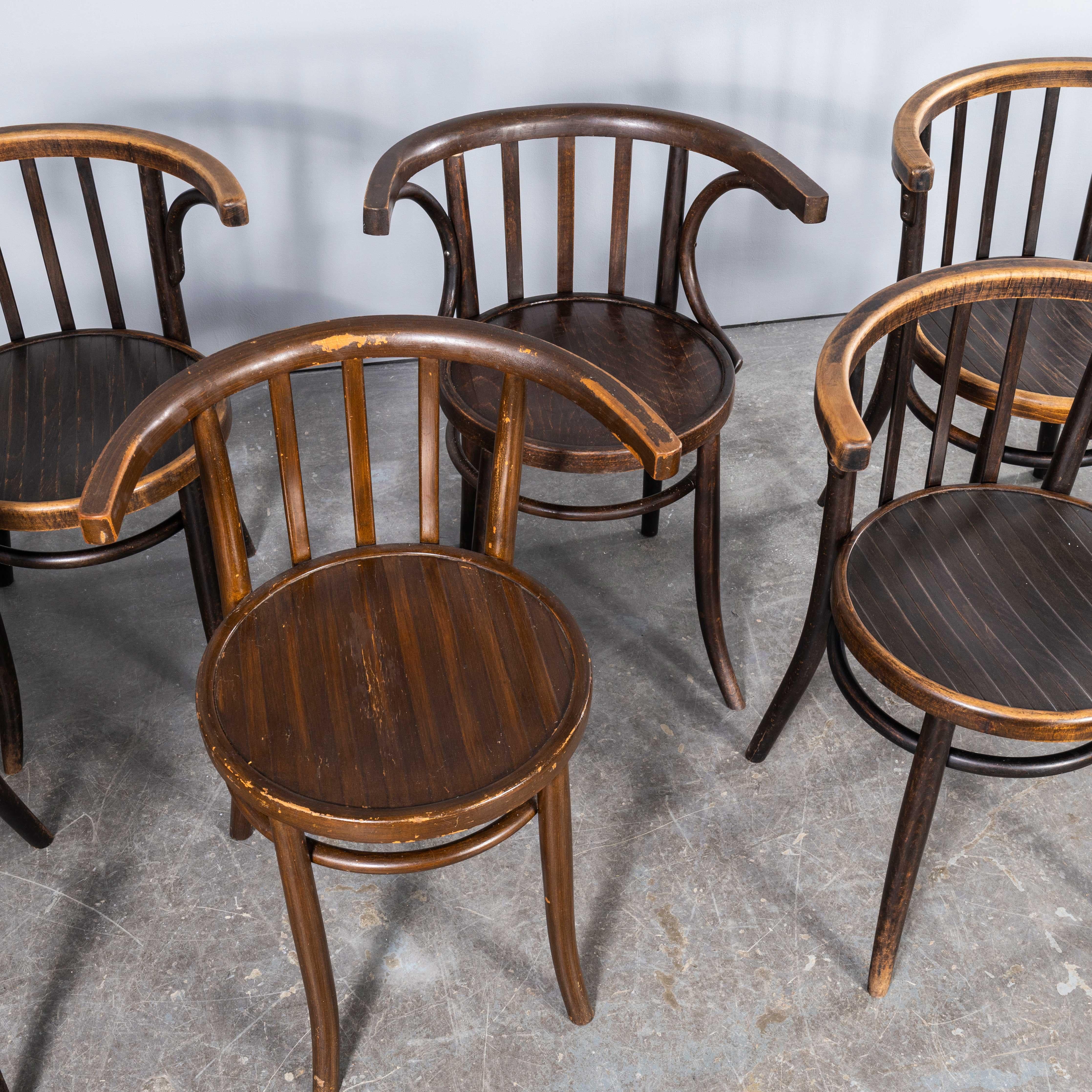 Fauteuils de salle à manger Debrecen en bois courbé des années 1950 - Lot de six en vente 2