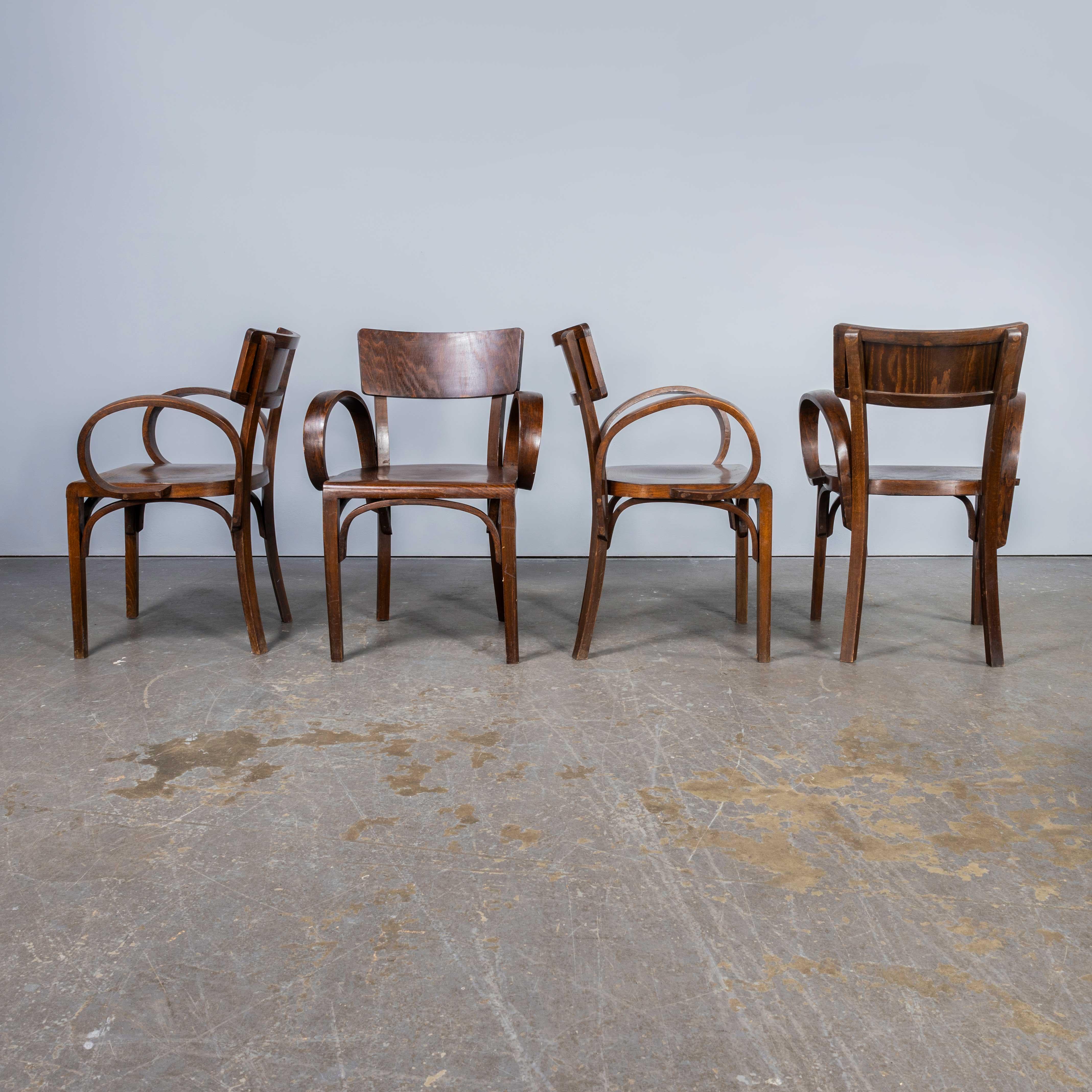 Hungarian 1950's Bentwood Debrecen Dining Loop Arm Chairs - Set Of Four