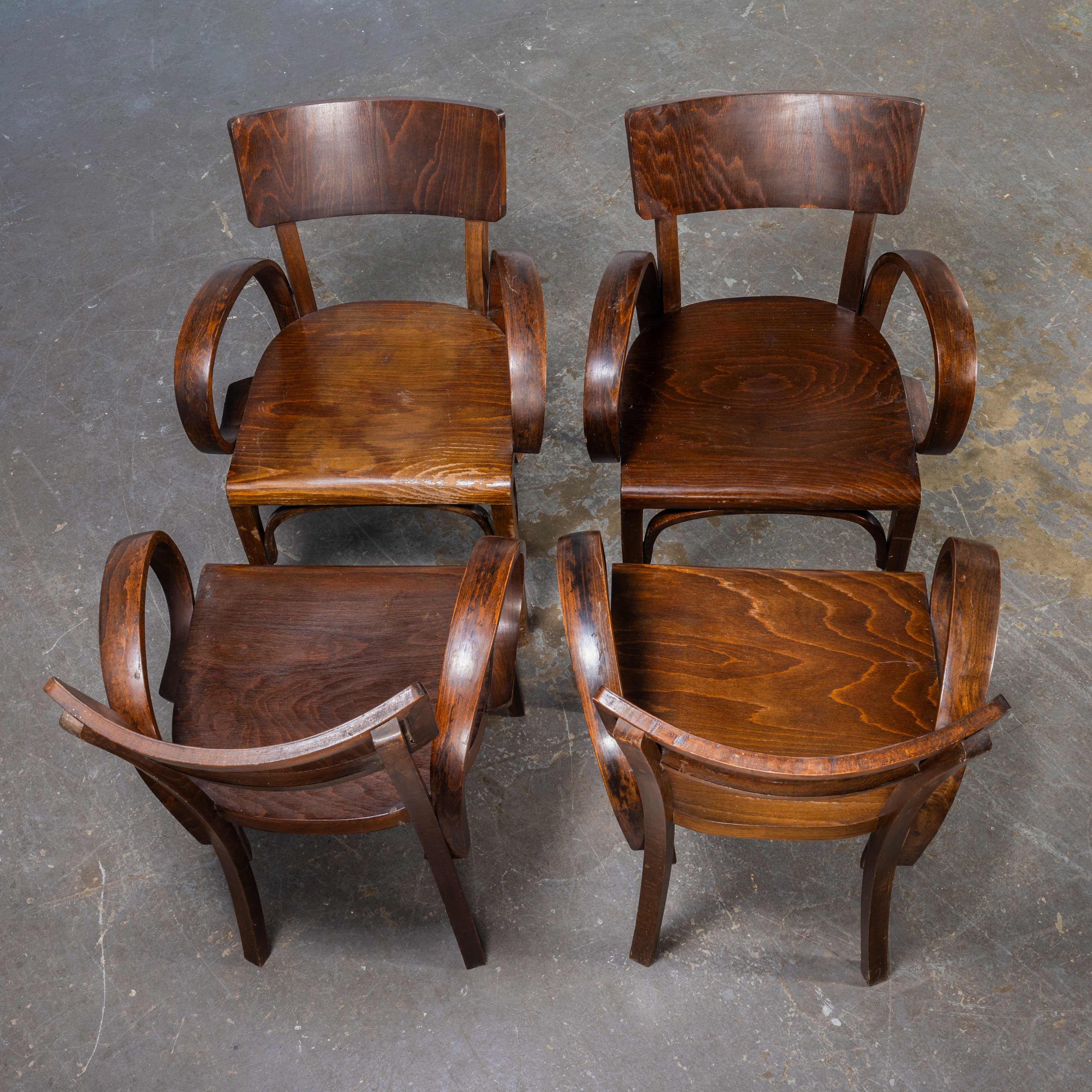 Mid-20th Century 1950's Bentwood Debrecen Dining Loop Arm Chairs - Set Of Four
