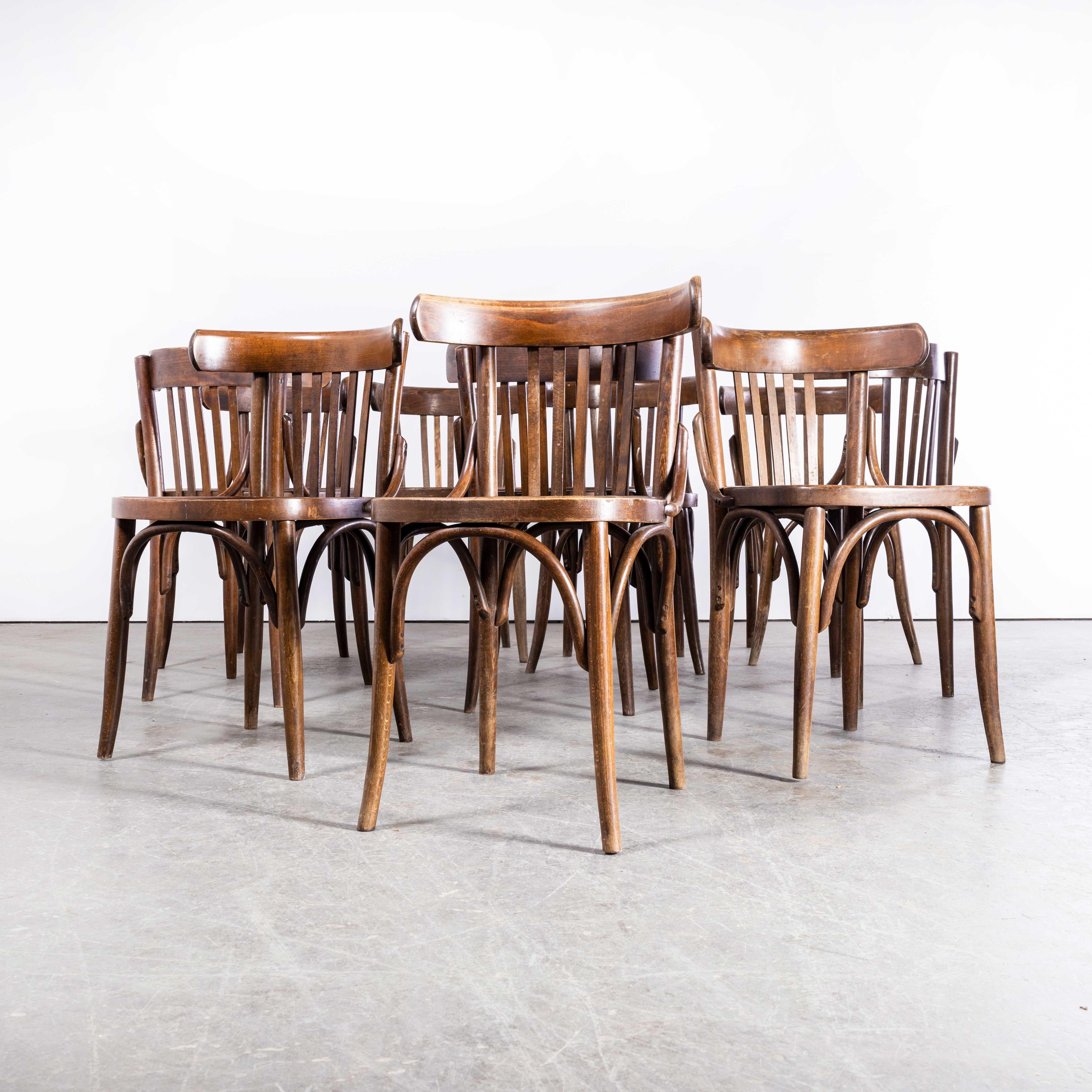 European 1950s Bentwood Debrecen Mid Walnut Dining Chair, Set of Ten