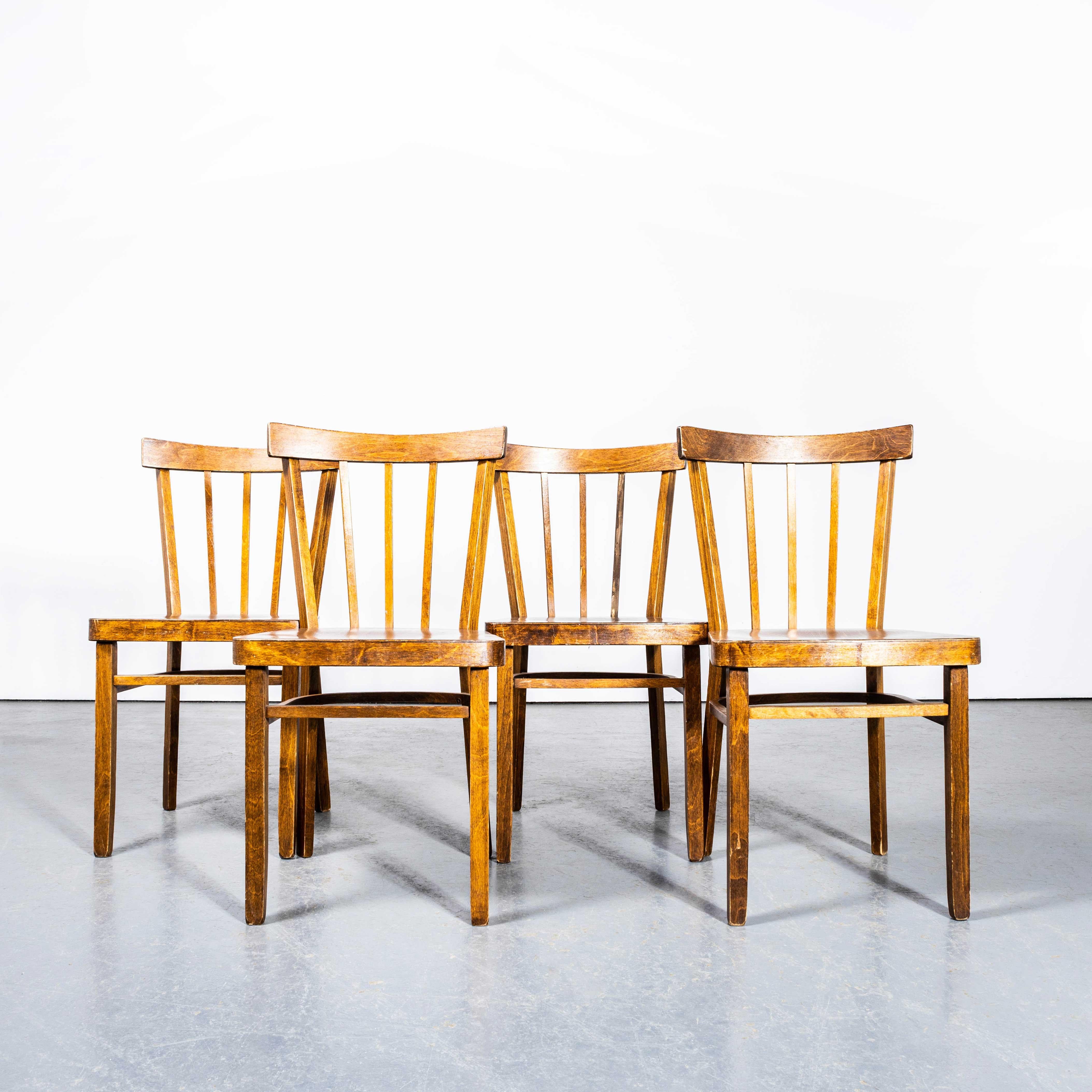 1950's Bentwood Debrecen Simple Stick back Dining Chairs - Set Of Four In Good Condition In Hook, Hampshire