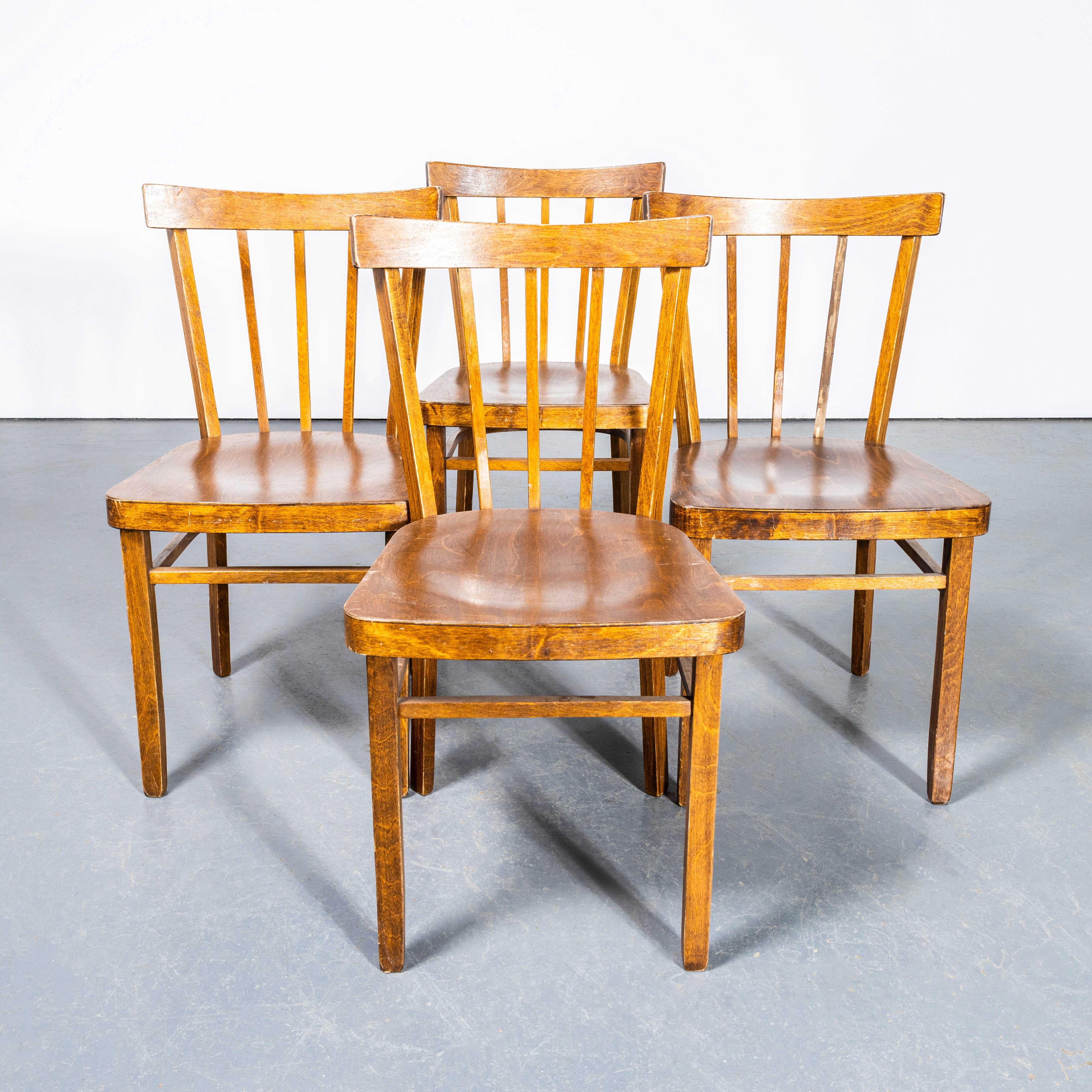Mid-20th Century 1950's Bentwood Debrecen Simple Stick back Dining Chairs - Set Of Four