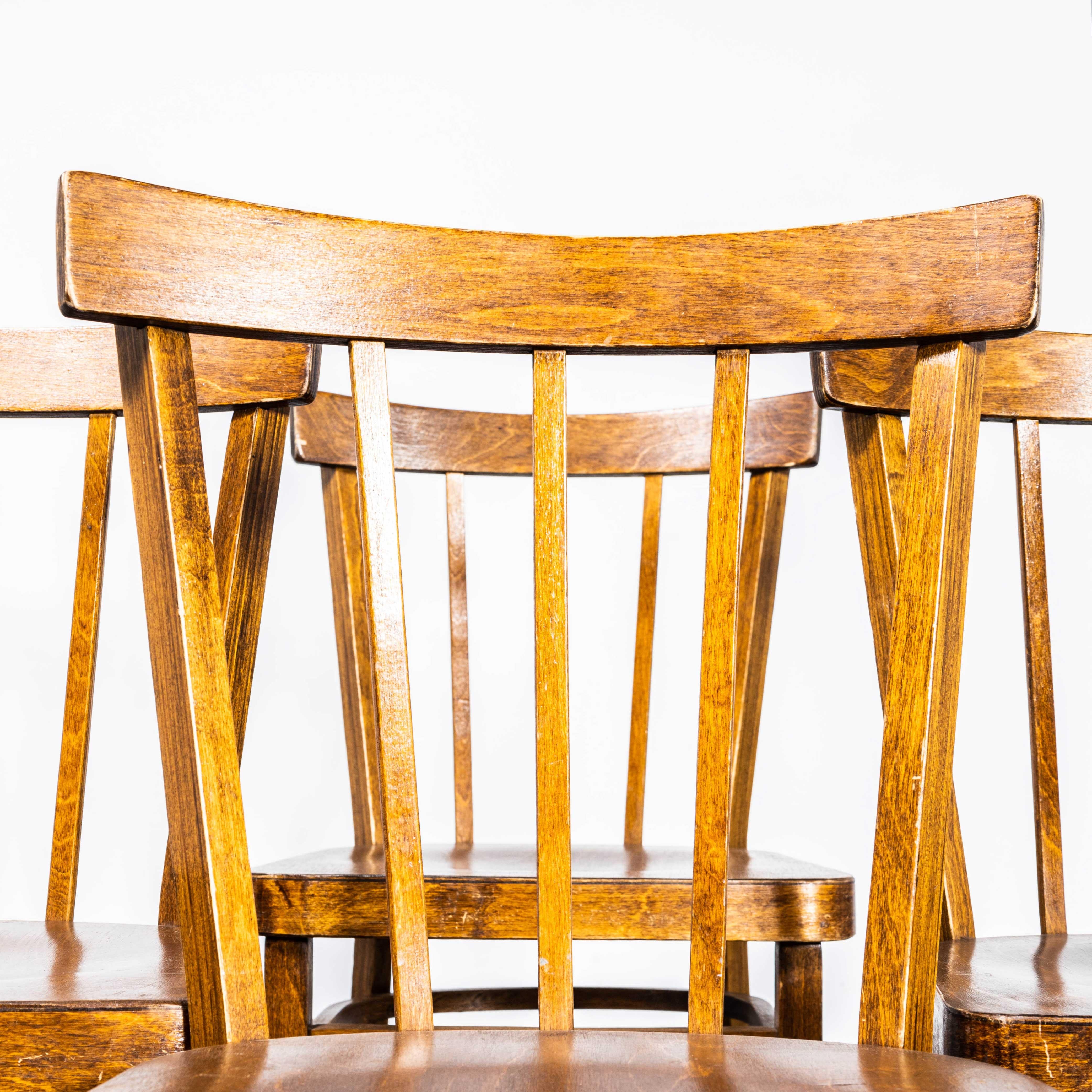 Beech 1950's Bentwood Debrecen Simple Stick back Dining Chairs - Set Of Four