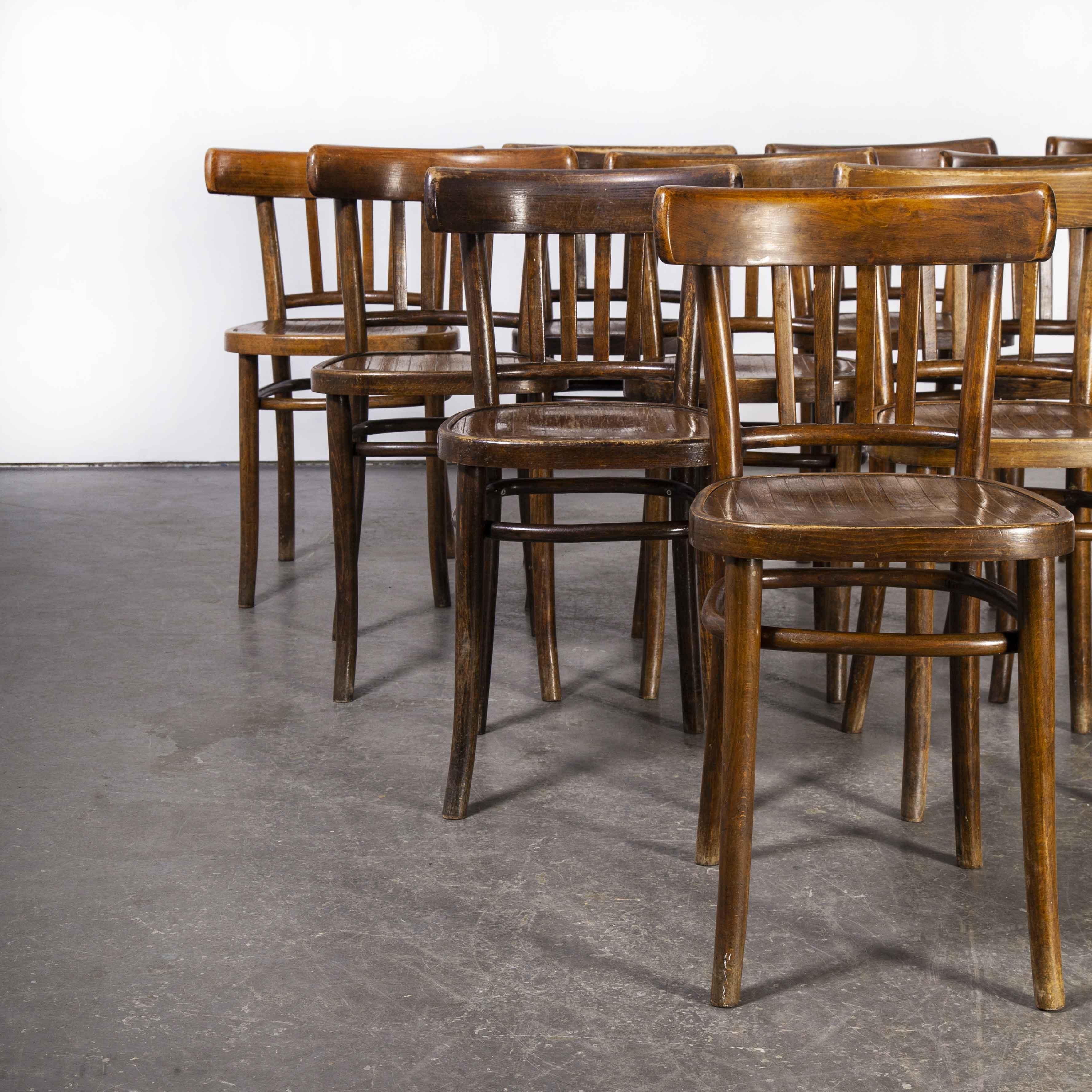 1950's Bentwood Dining Chairs, Dark Walnut - Set of Ten In Good Condition In Hook, Hampshire