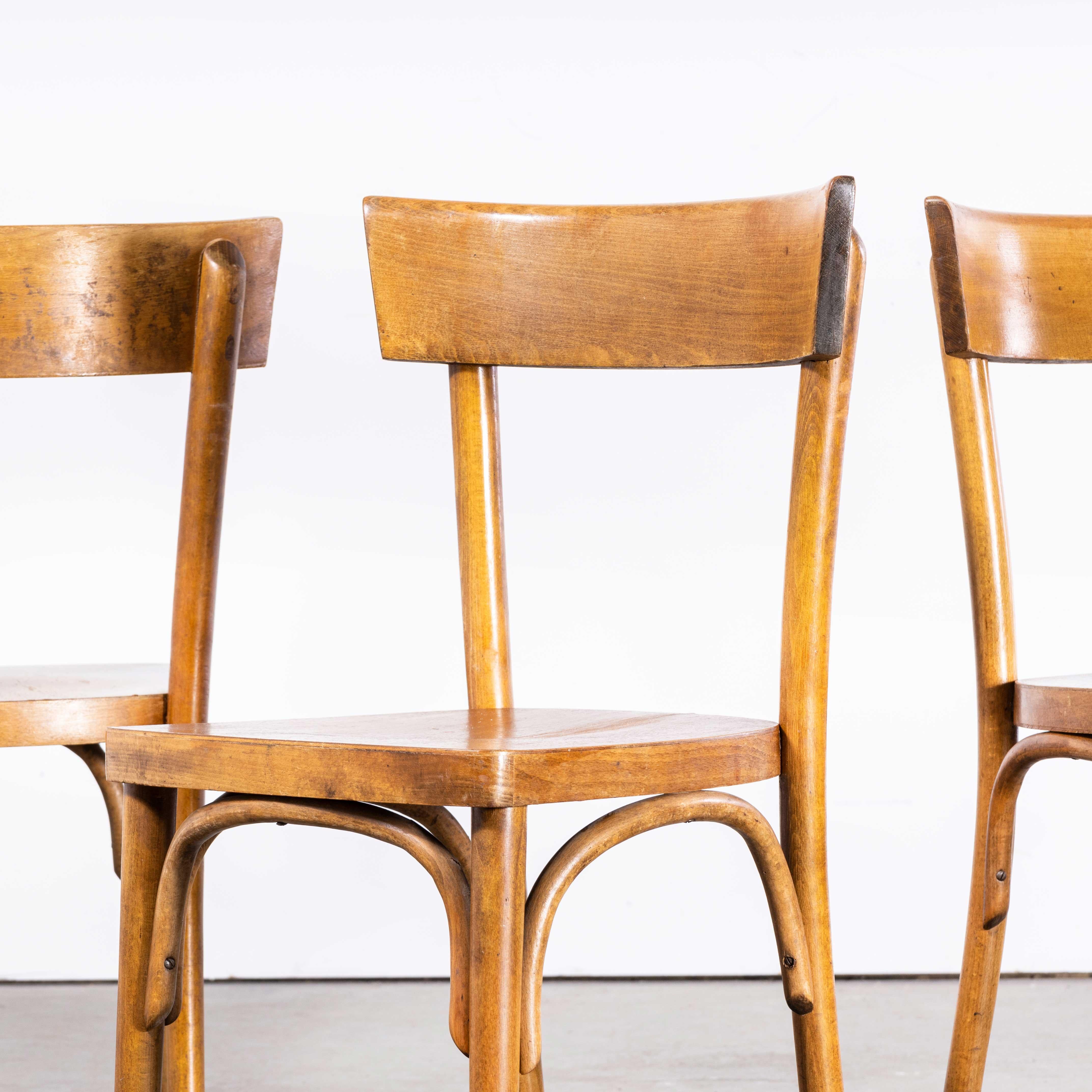 1950s Bentwood Mid Tan Single Bar Back Dining Chairs – Set of Four '2582' For Sale 5