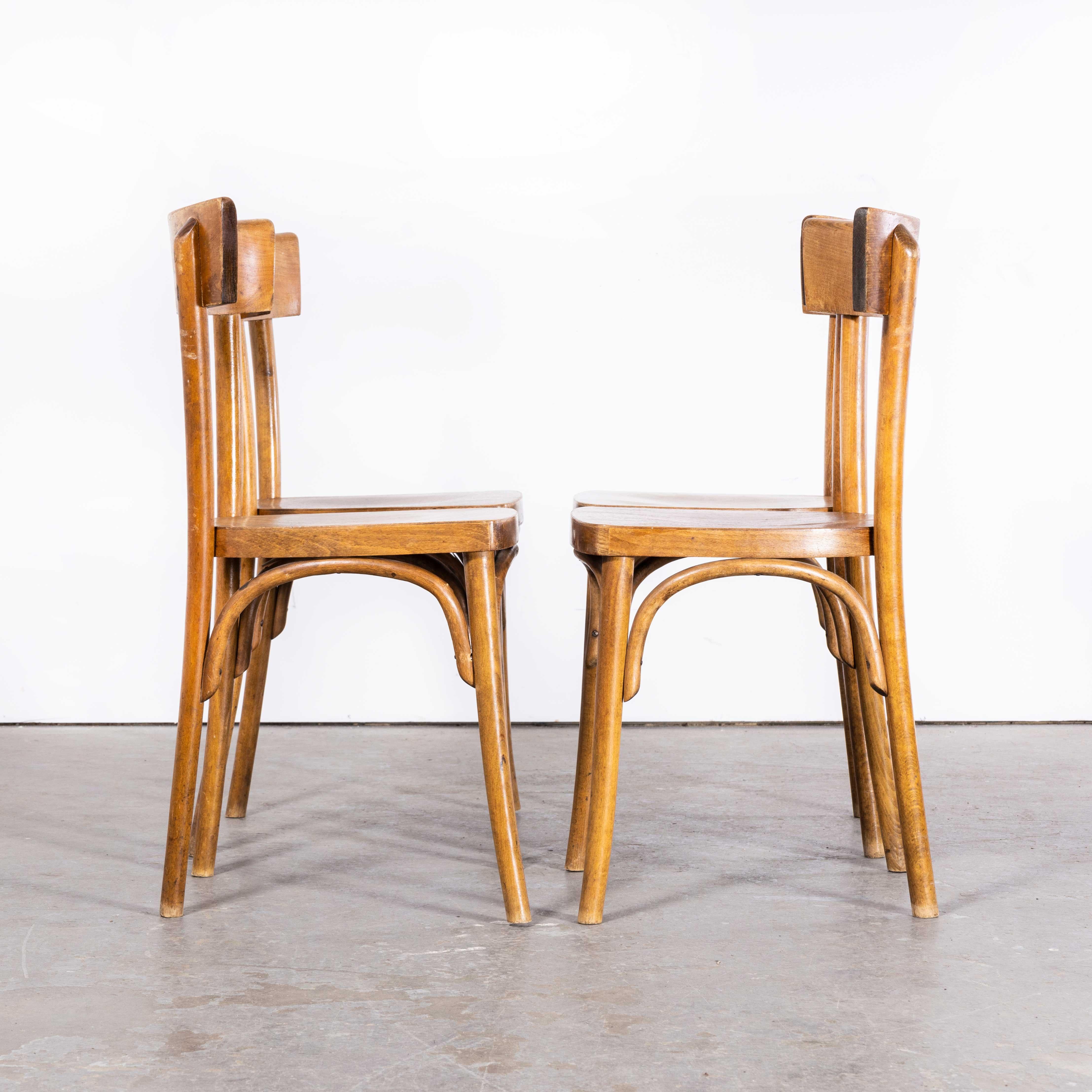 1950s Bentwood Mid Tan Single Bar Back Dining Chairs – Set of Four '2582' In Good Condition For Sale In Hook, Hampshire