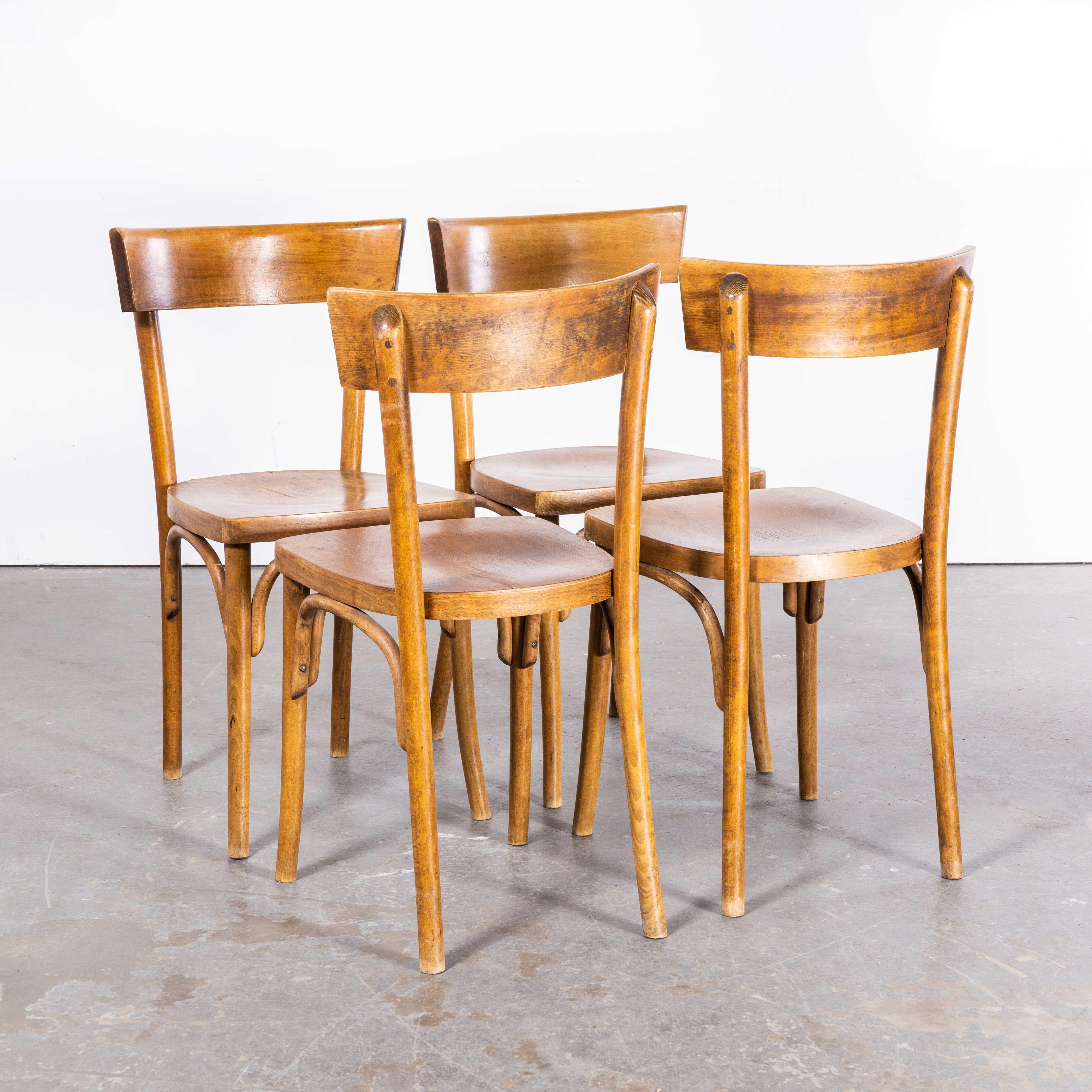 1950s Bentwood Mid Tan Single Bar Back Dining Chairs – Set of Four '2582' For Sale 2