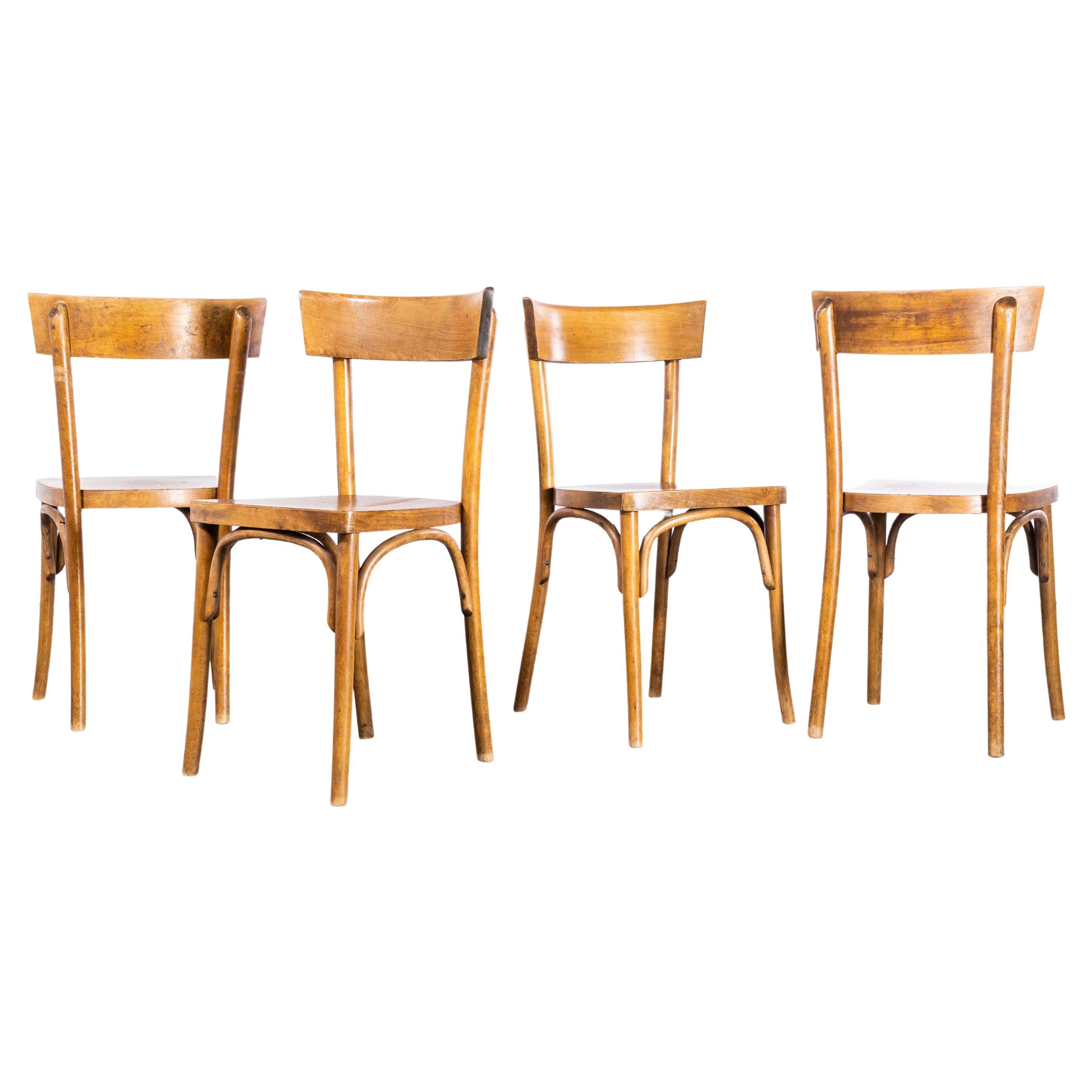 1950s Bentwood Mid Tan Single Bar Back Dining Chairs – Set of Four '2582' For Sale