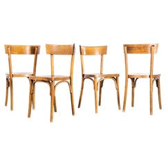Vintage 1950s Bentwood Mid Tan Single Bar Back Dining Chairs – Set of Four '2582'