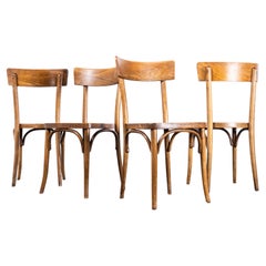 Vintage 1950s Bentwood Mid Tan Single Bar Back Dining Chairs, Set of Four