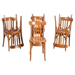 1950's Bentwood Nougat Painted Beech Bentwood Dining Chairs - Set Of Seven