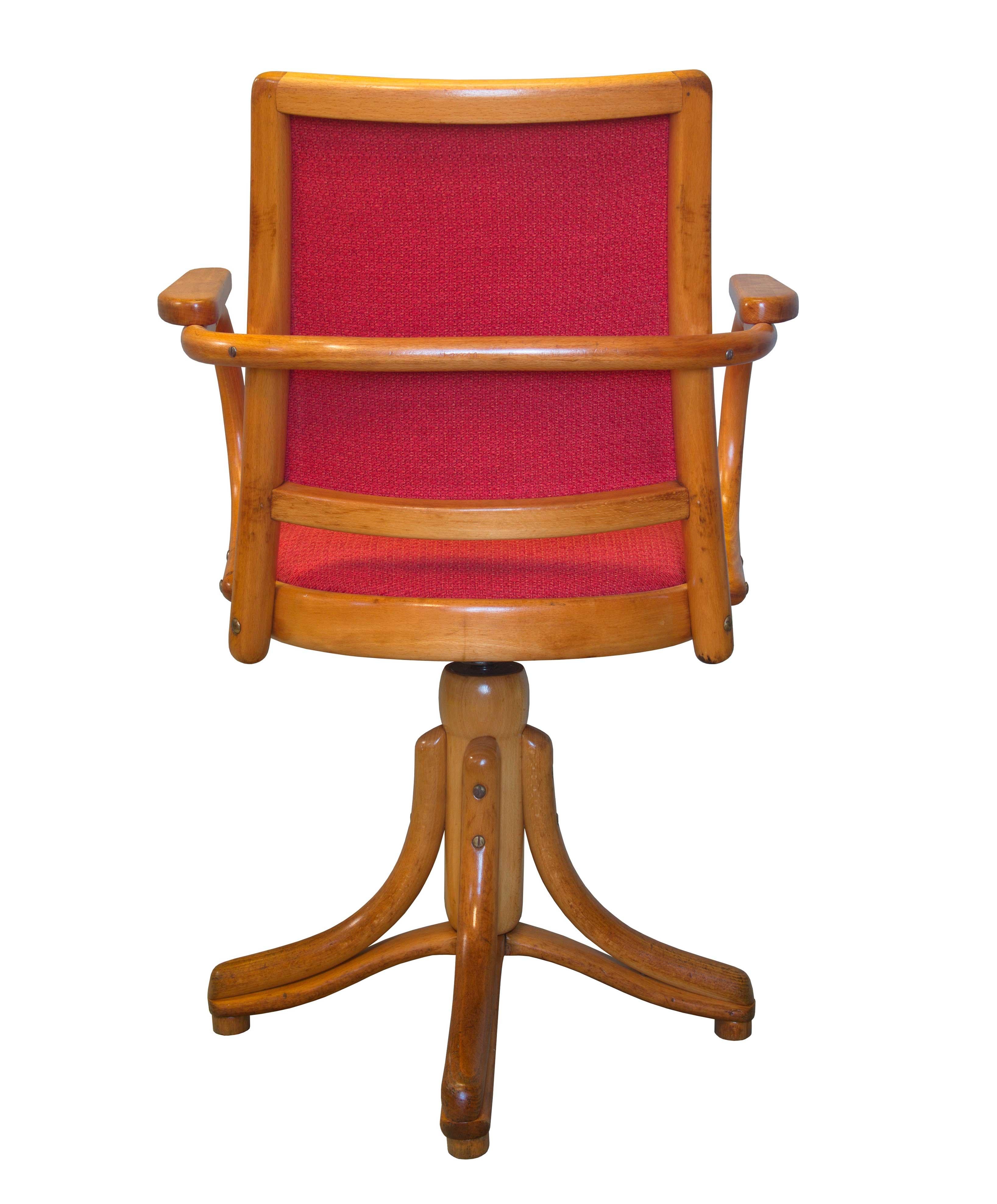Lacquered 1950's Bentwood Swivel Armchair by Ligna Prague For Sale
