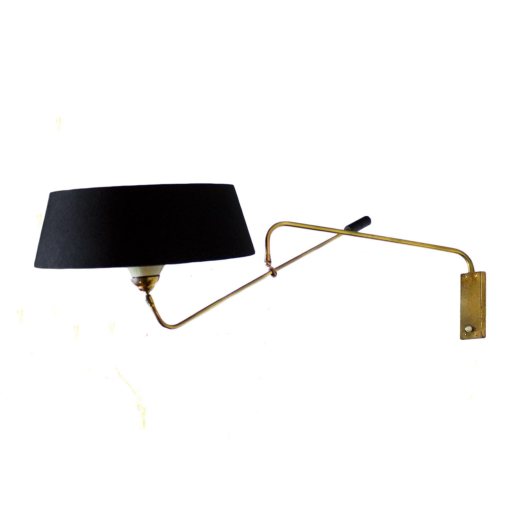 French Big Mid-Century Modern Wall Light by Maison Lunel, Brass, Steel, Perspex -France For Sale