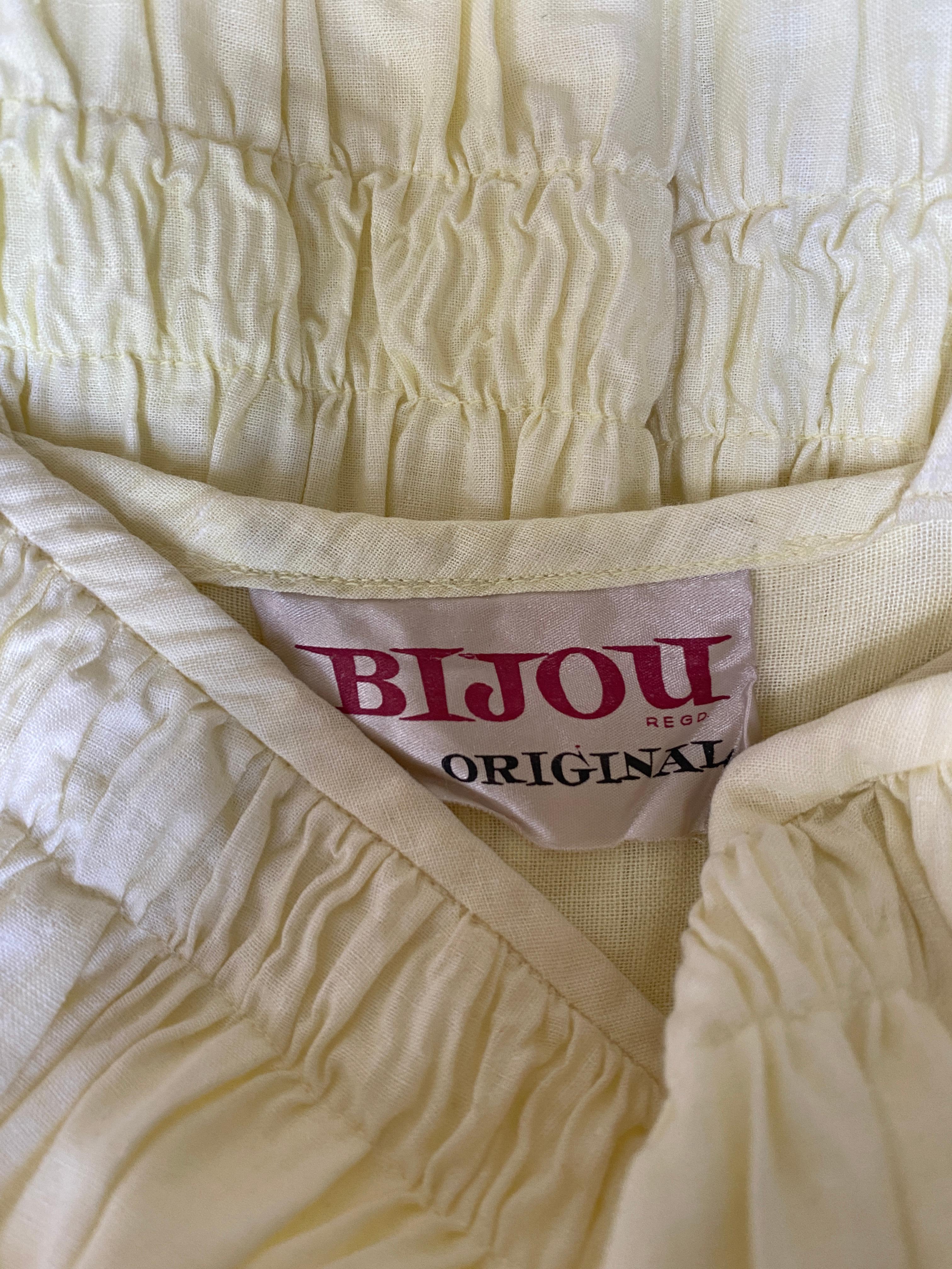 1950er Bijou Original Gelbes Baumwollkleid mit Rüschen 4