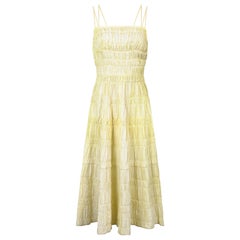 Vintage 1950s Bijou Original Yellow Ruched Cotton Dress