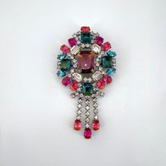 1950’s Bijoux Rhinestone Brooch with Dangles