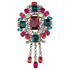 1950’s Bijoux Rhinestone Brooch with Dangles