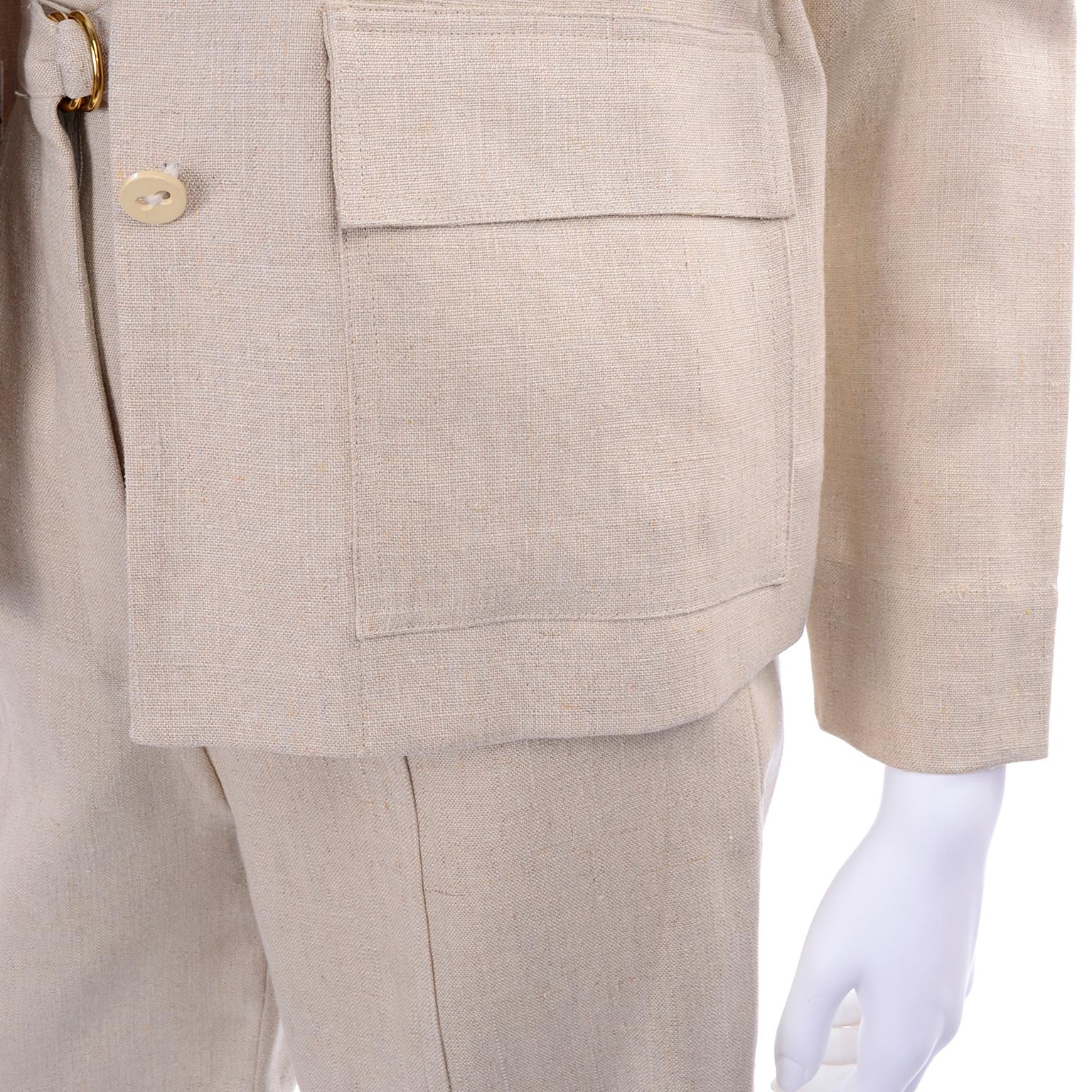 1950s Bill Atkinson Glen of Michigan Tan Linen Jacket & High Rise Shorts Suit  3