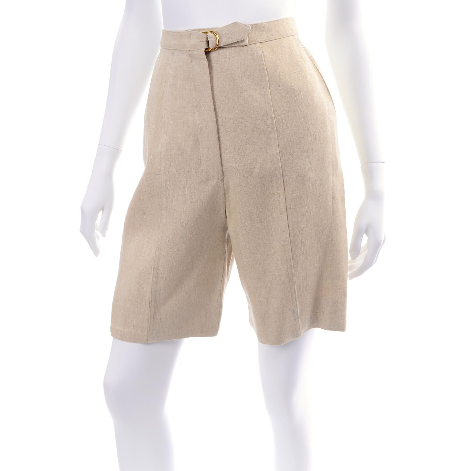 1950s Bill Atkinson Glen of Michigan Tan Linen Jacket & High Rise Shorts Suit  2