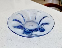 1950s Biomorphic Murano Blue & Clear Centerpiece Bowl