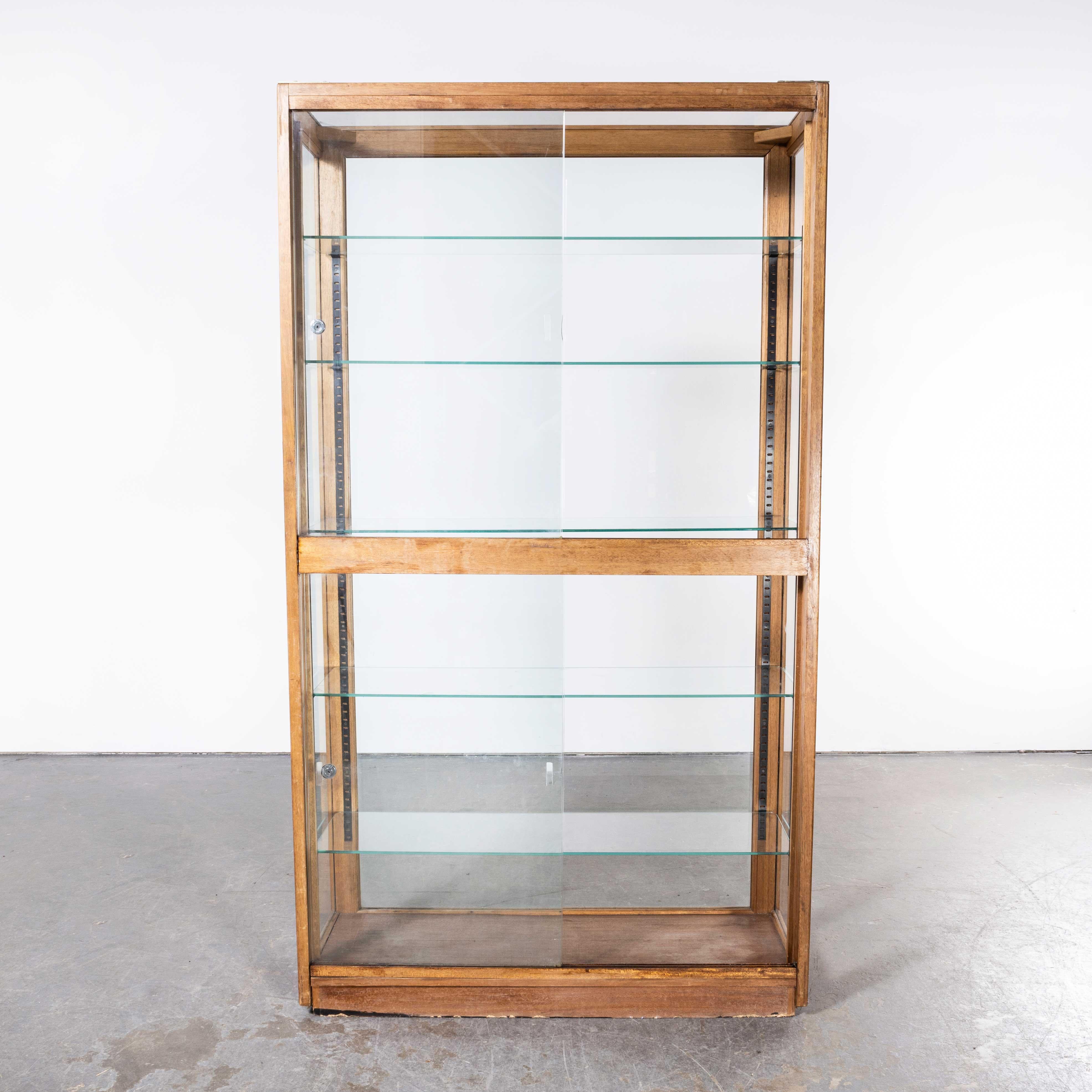 1950's Birch Glass Shop Display Cabinet - Belgian 1