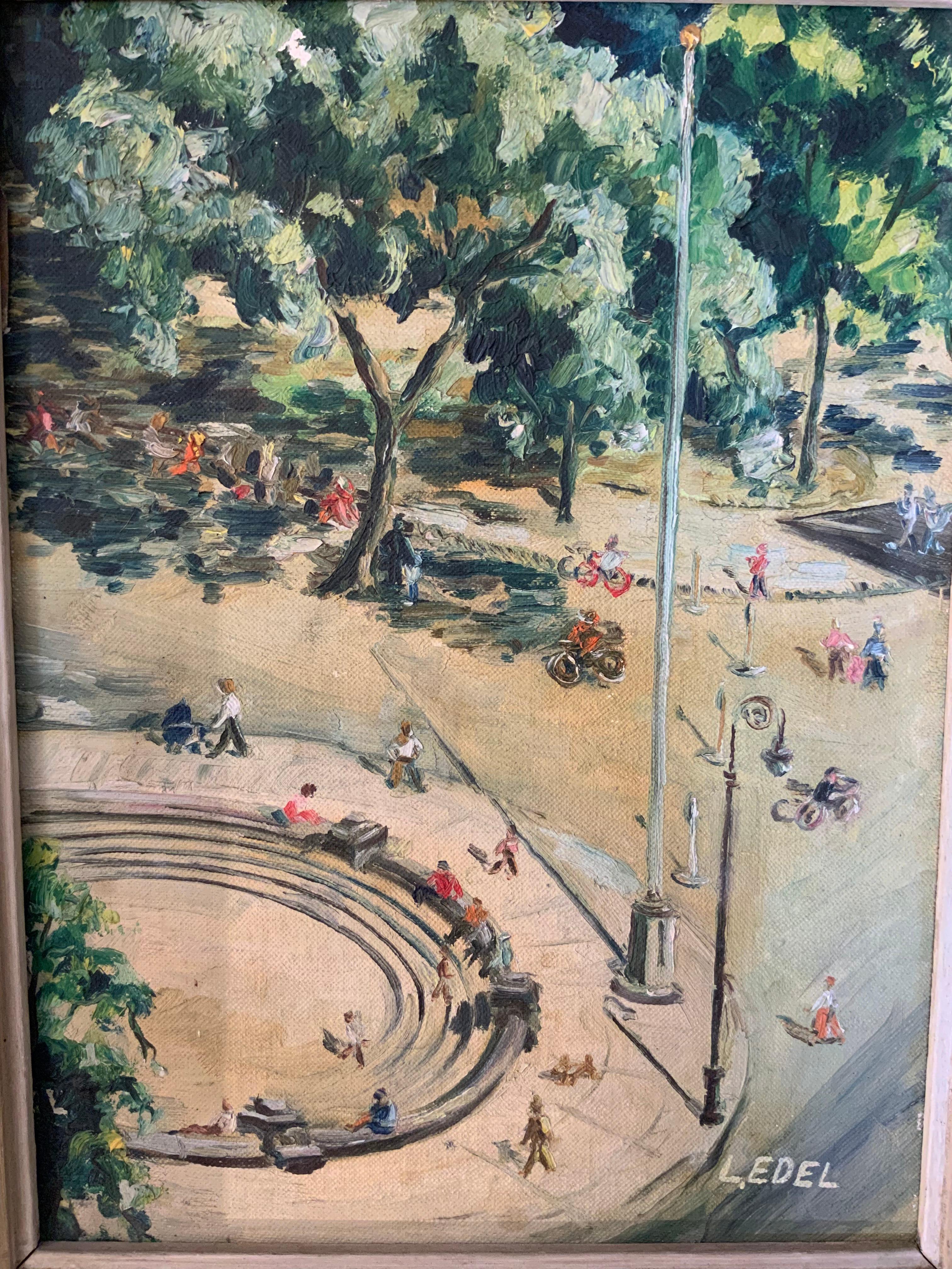 1950s Bird's Eye View of Washington Square Park Painting In Good Condition In Garnerville, NY