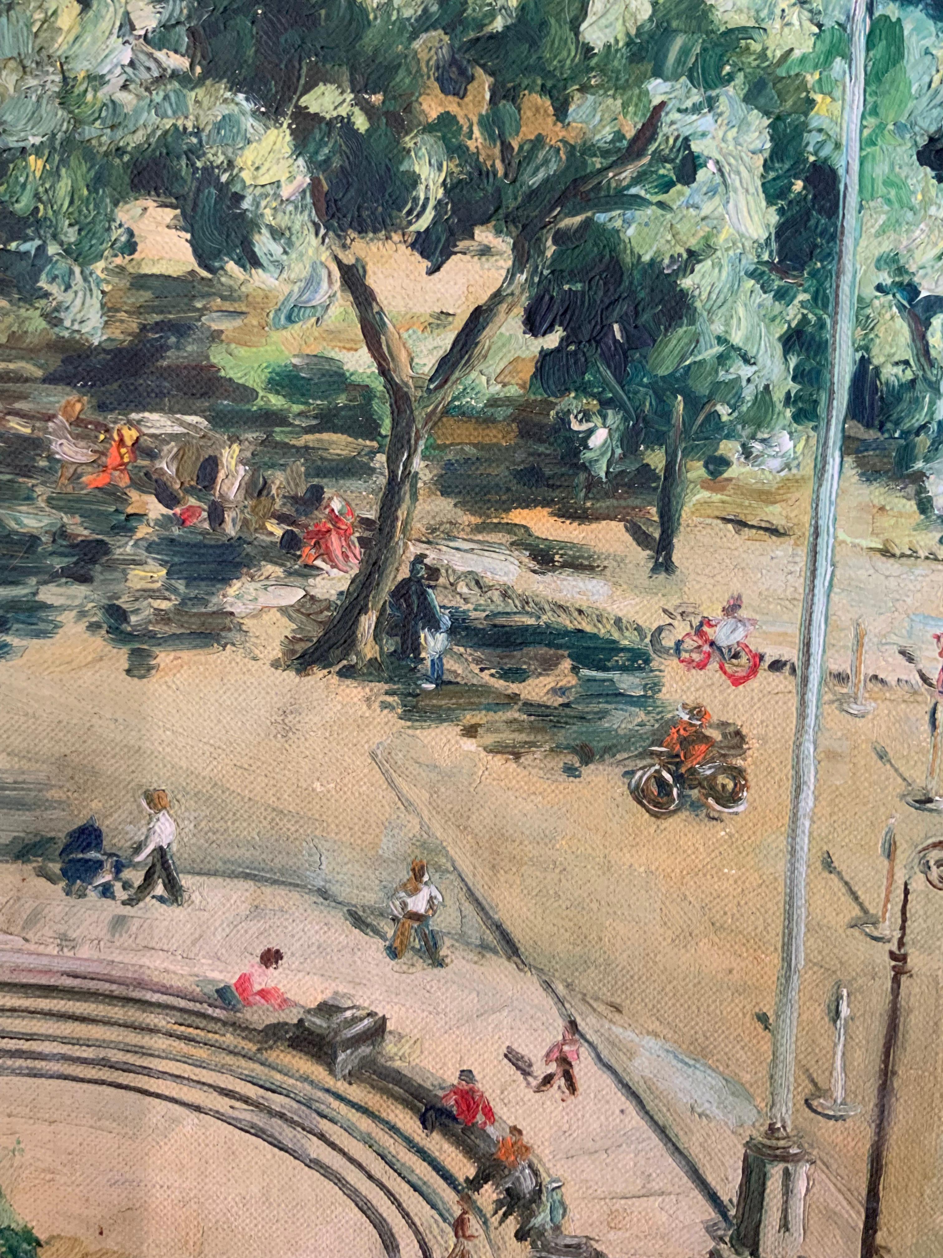 Mid-20th Century 1950s Bird's Eye View of Washington Square Park Painting