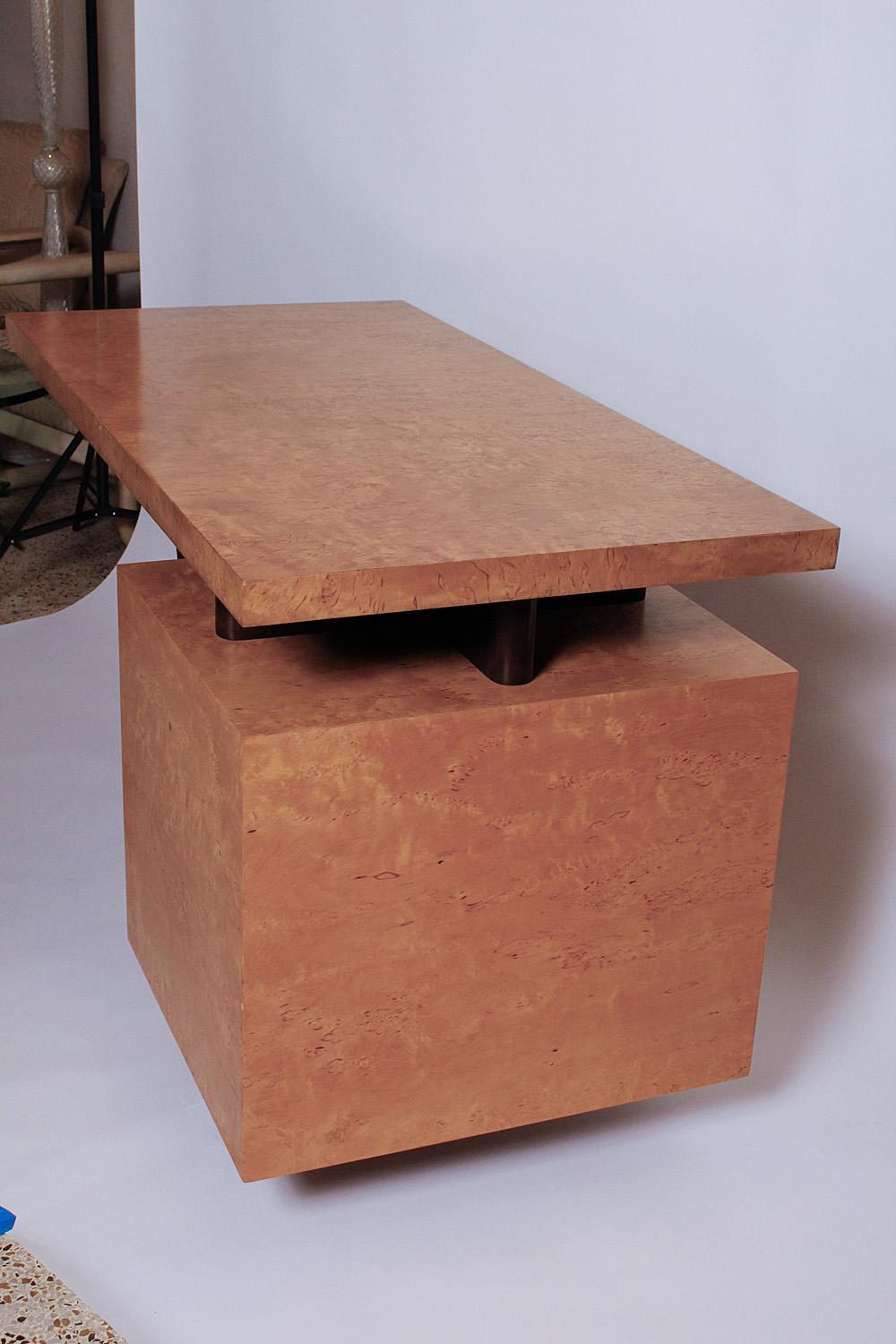 Inlay 1950s Birdseye Maple Desk by Andrew Szoeke