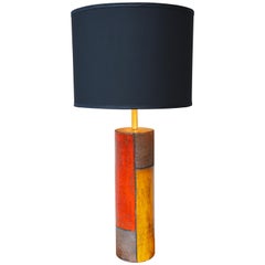 1950s Bitossi Italian Ceramic "Mondrian" Lamp with New Black Barrel Shade
