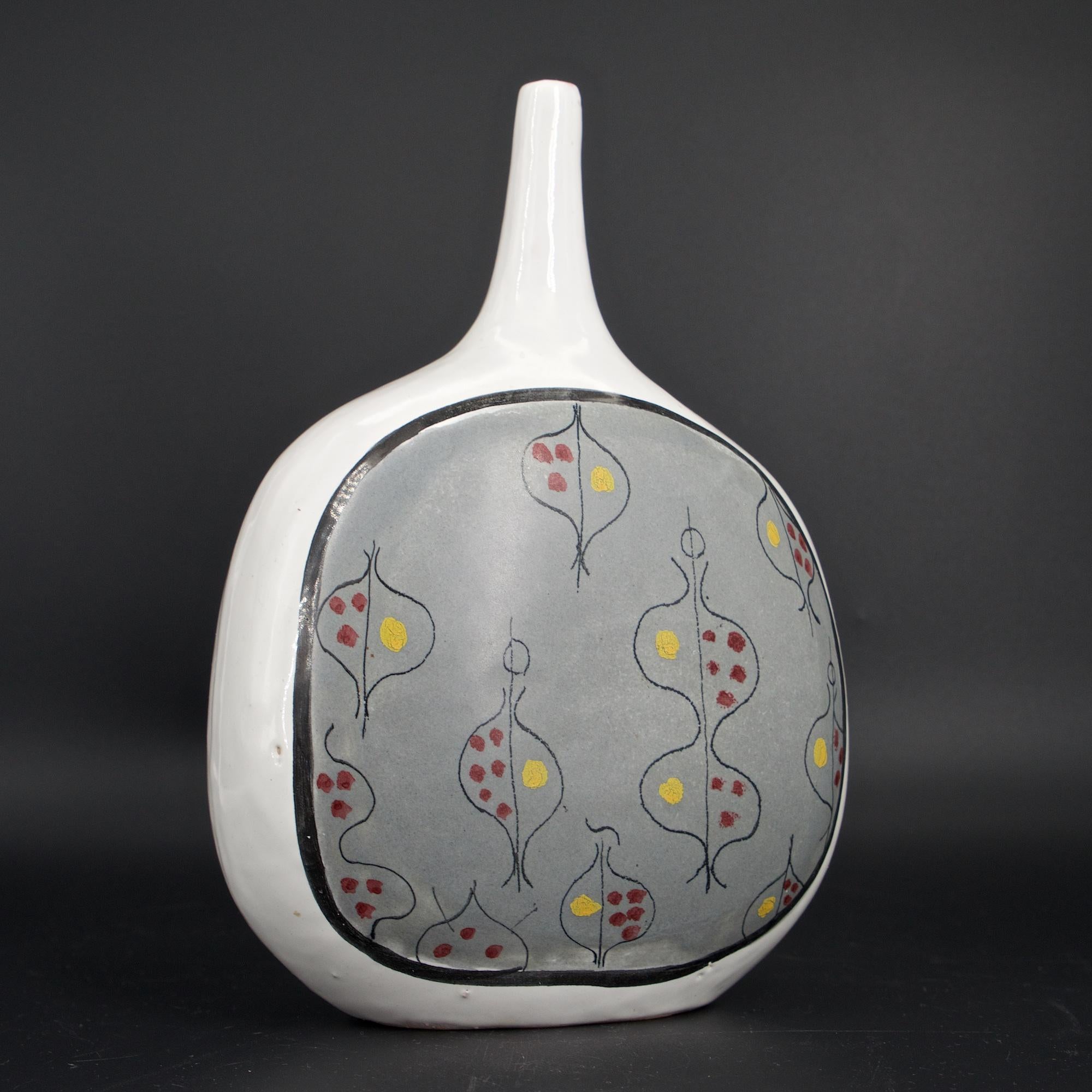 Italienische Studio-Vase aus den 1950er Jahren, organische abstrakte Zeichnung, Bitossi Raymor (Glasiert) im Angebot