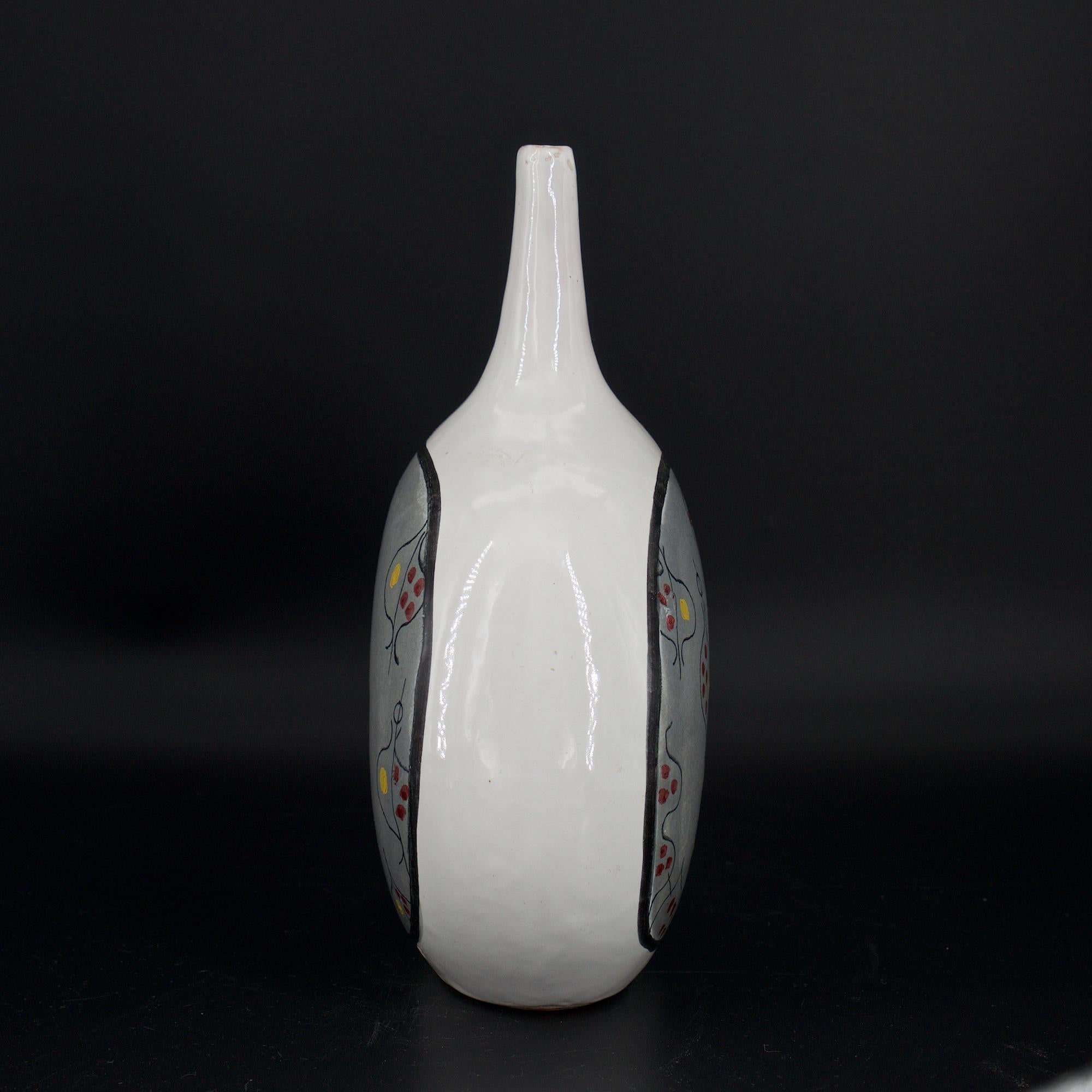 Mid-Century Modern 1950s Italian Studio Vase Organic Abstract Drawing Mid-Century Bitossi Raymor For Sale