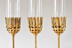 1950s Bjorn Wiinblad Scandinavian Brass Candleholder Hurricane, Denmark