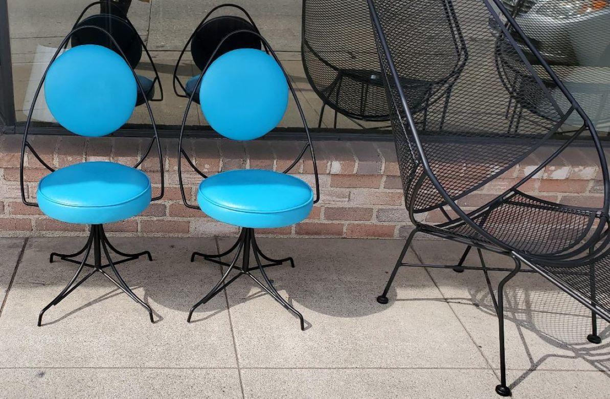 1950s Black and Blue Swivel Side Chairs Styled After John Risley - Set of 2 For Sale 10