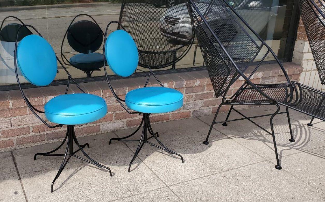 1950s Black and Blue Swivel Side Chairs Styled After John Risley - Set of 2 For Sale 11