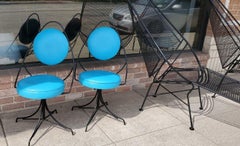 1950s Black and Blue Swivel Side Chairs Styled After John Risley - Set of 2