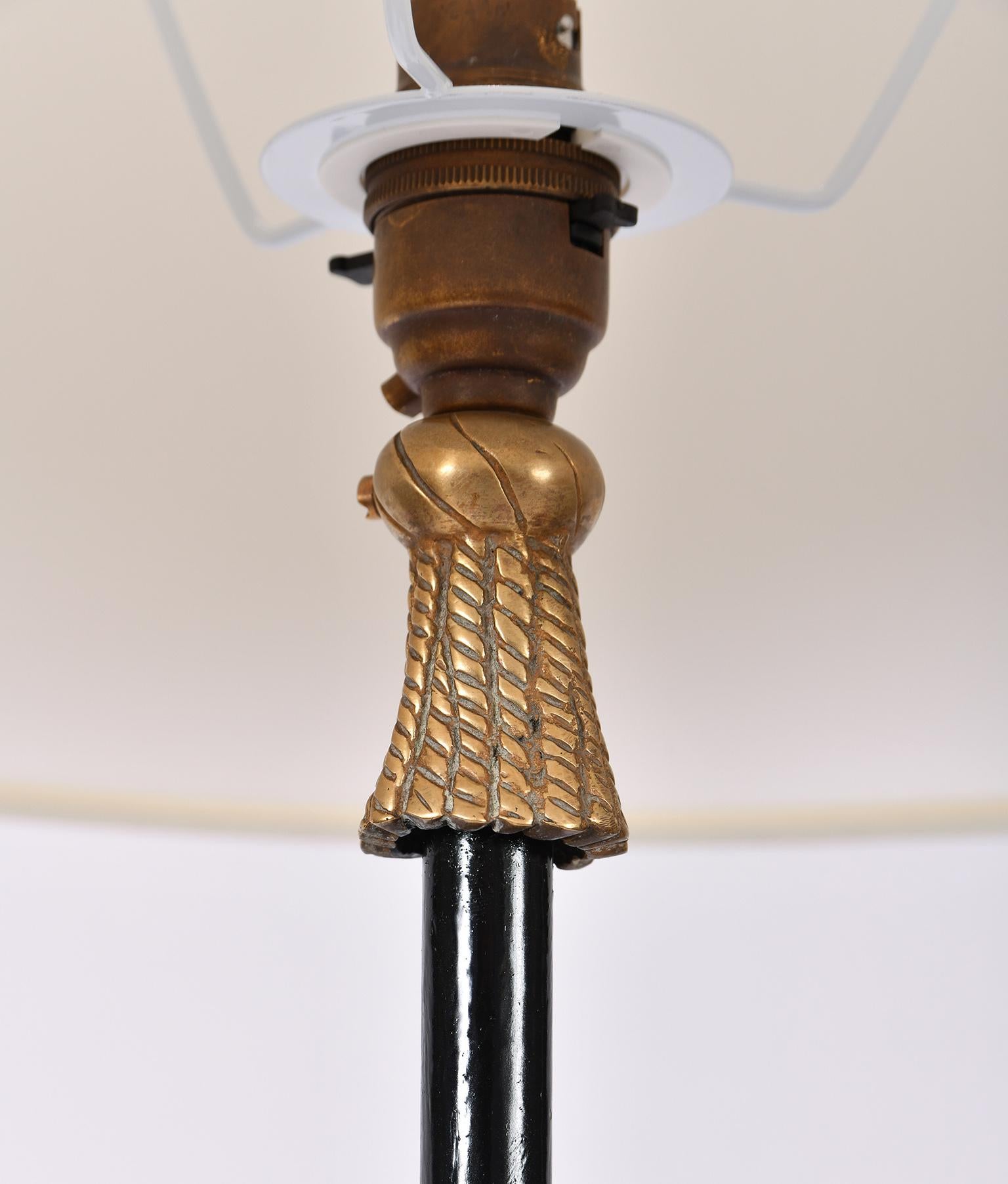 1950s Black and Brass Floor Lamp 1