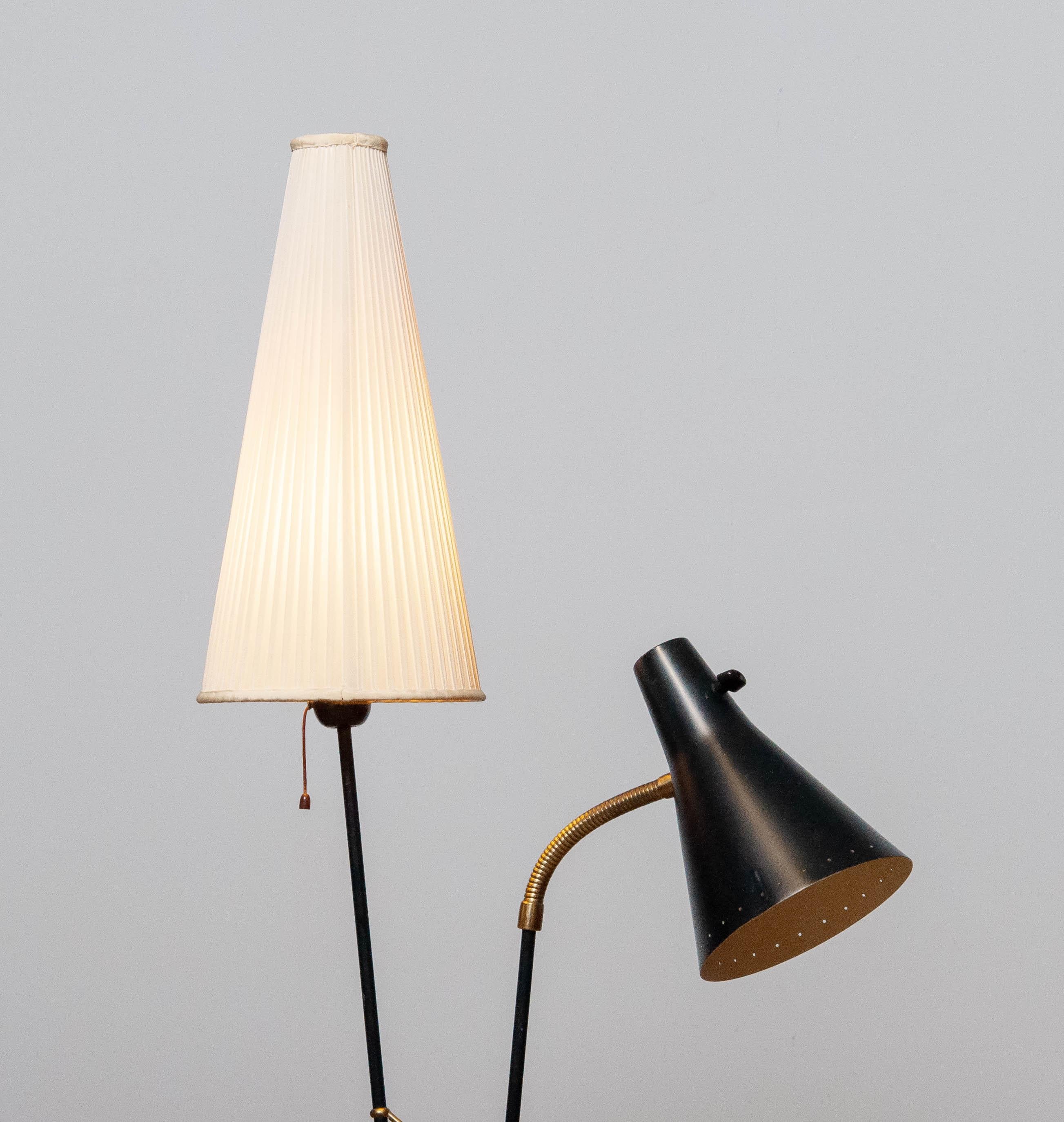 Mid-Century Modern 1950's, Black and Brass Floor / Reading Lamp by Hans Bergström for Ataljé Lyktan For Sale
