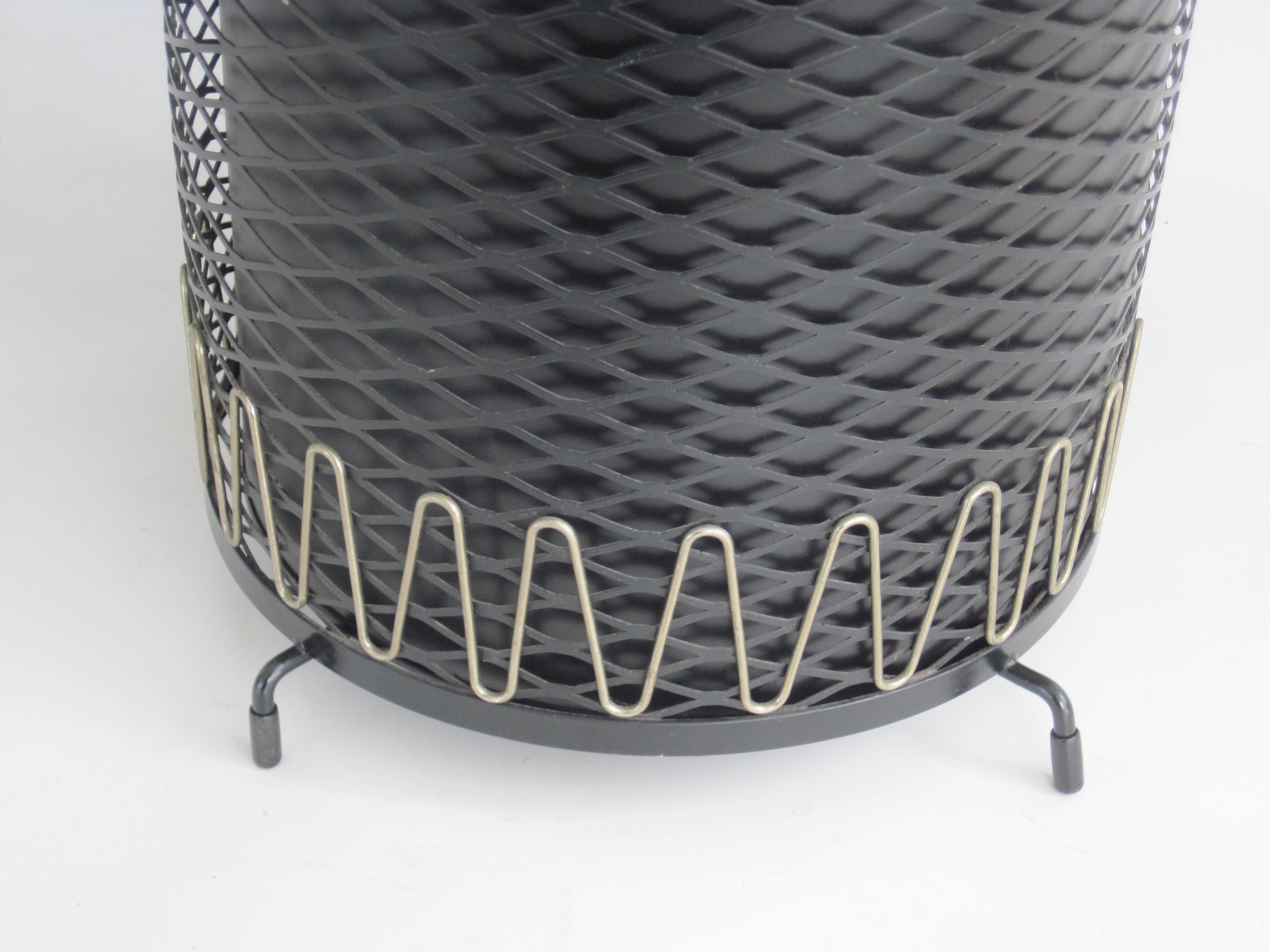1950s Atomic Age Wrought Iron Wastebasket Trash Receptacle 3