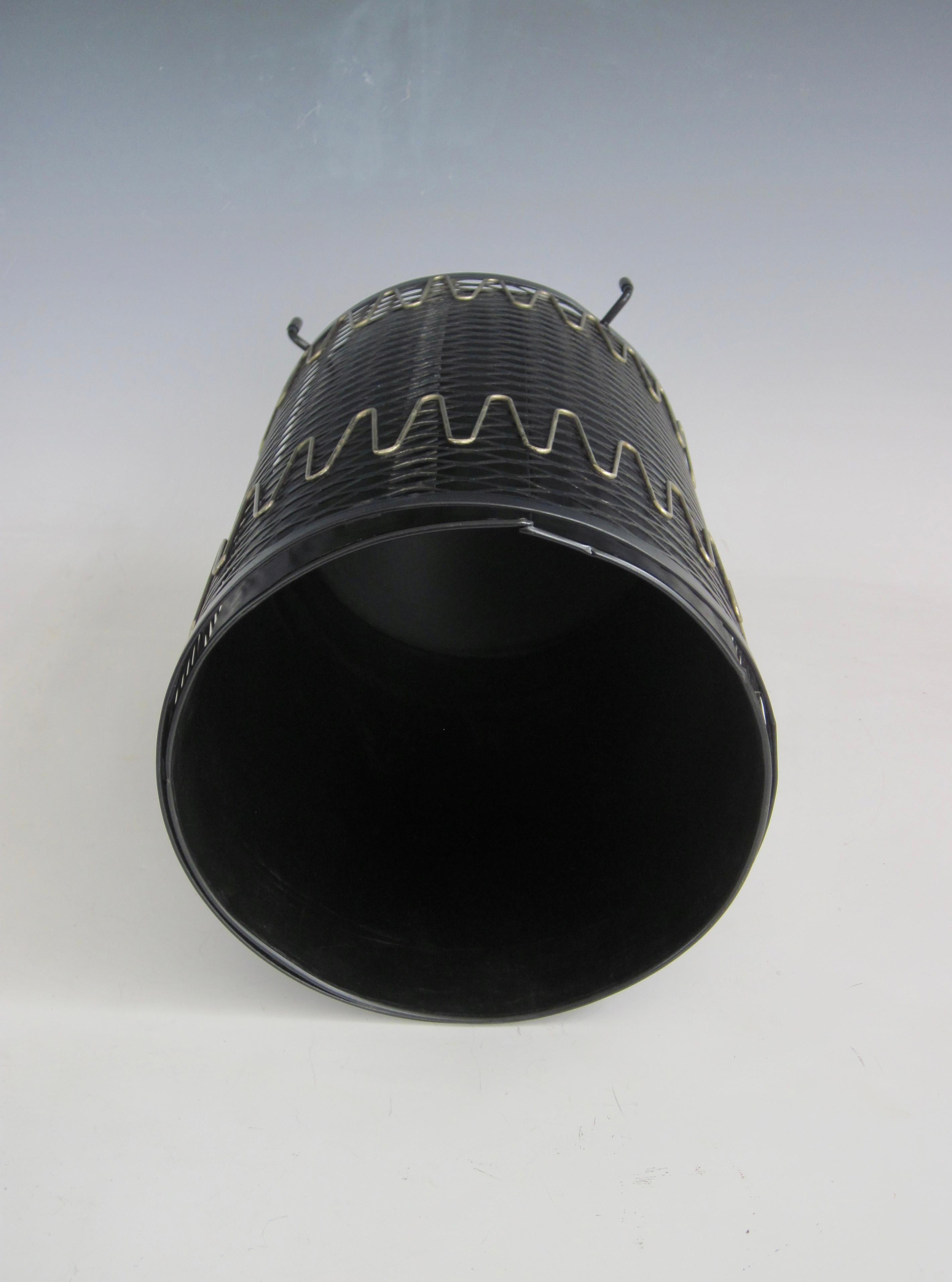 1950s Atomic Age Wrought Iron Wastebasket Trash Receptacle 4