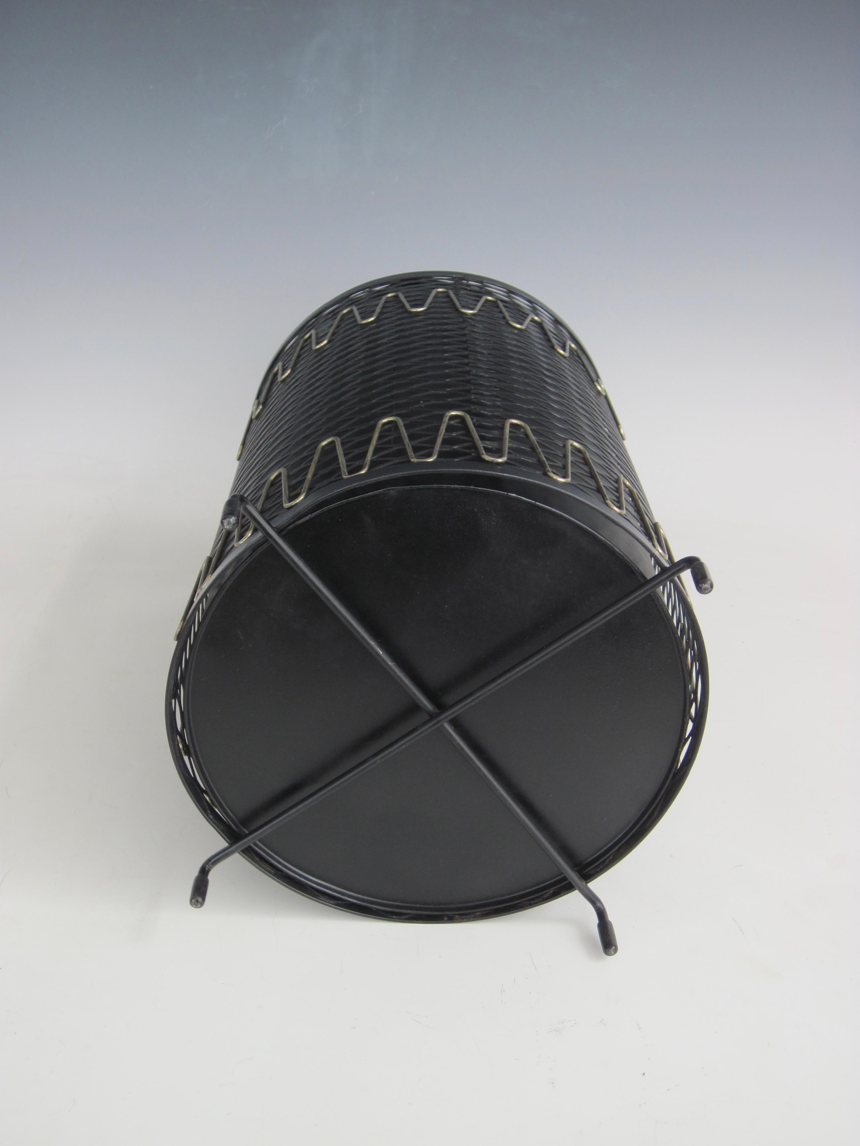 1950s Atomic Age Wrought Iron Wastebasket Trash Receptacle 5